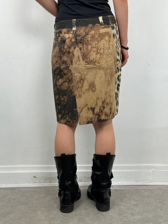 Roberto Cavalli AW2001 Roberto Cavalli Beige Denim Leopard Print Skirt Size 29" - 4 Thumbnail