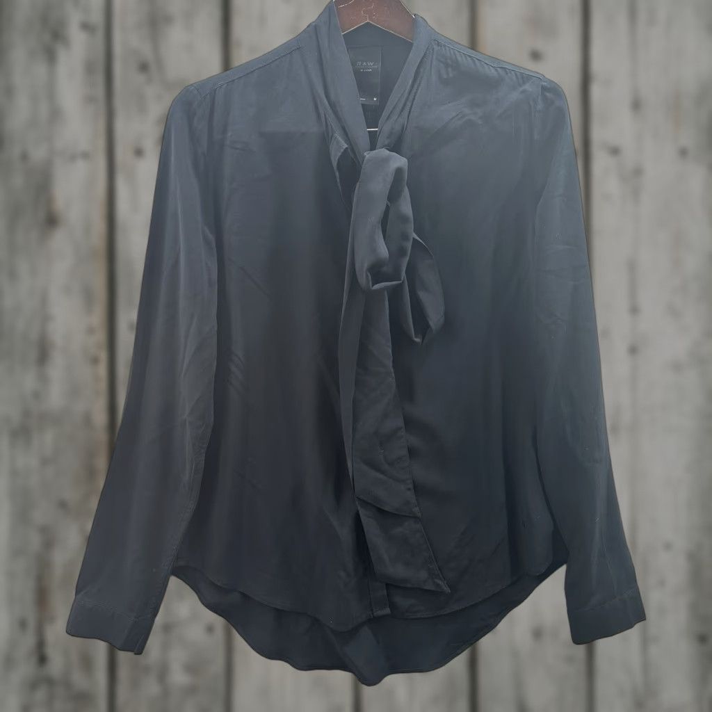 G-Star G Star Raw Blouse Womens M Long Sleeve Tie Neck Collared Black Cotton Shirt Womens Size M / US 6-8 / IT 42-44 - 1 Thumbnail