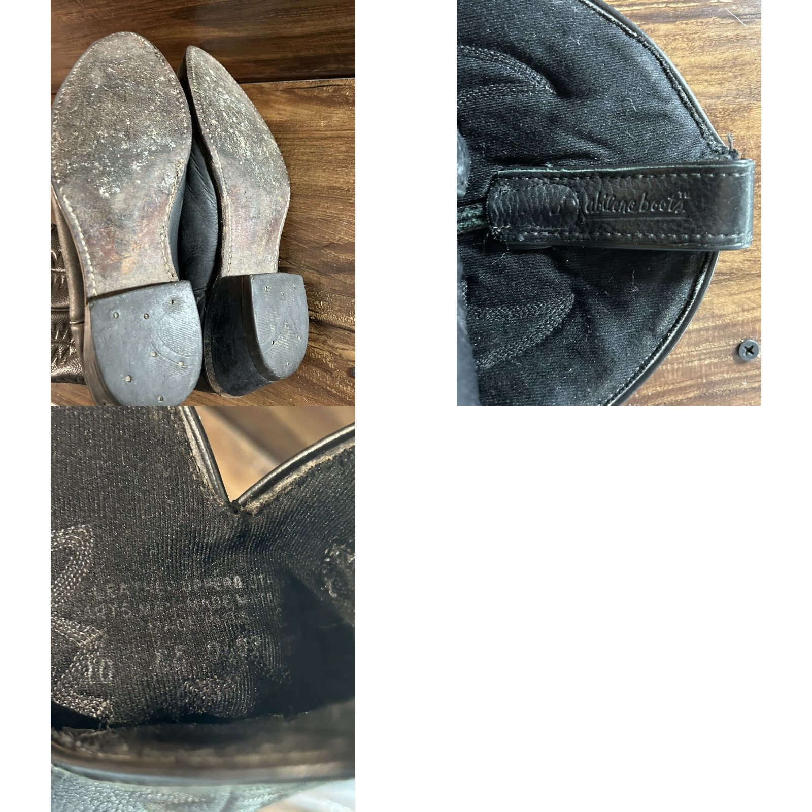 Vintage Abilene Boots Western Cowboy Men's Black Leather sz 10 EE Leather Outsole Size 10 EE Mens Cowboy Western Boots Abilene Black Leather Shoes Size US 10 / EU 43 - 8 Thumbnail