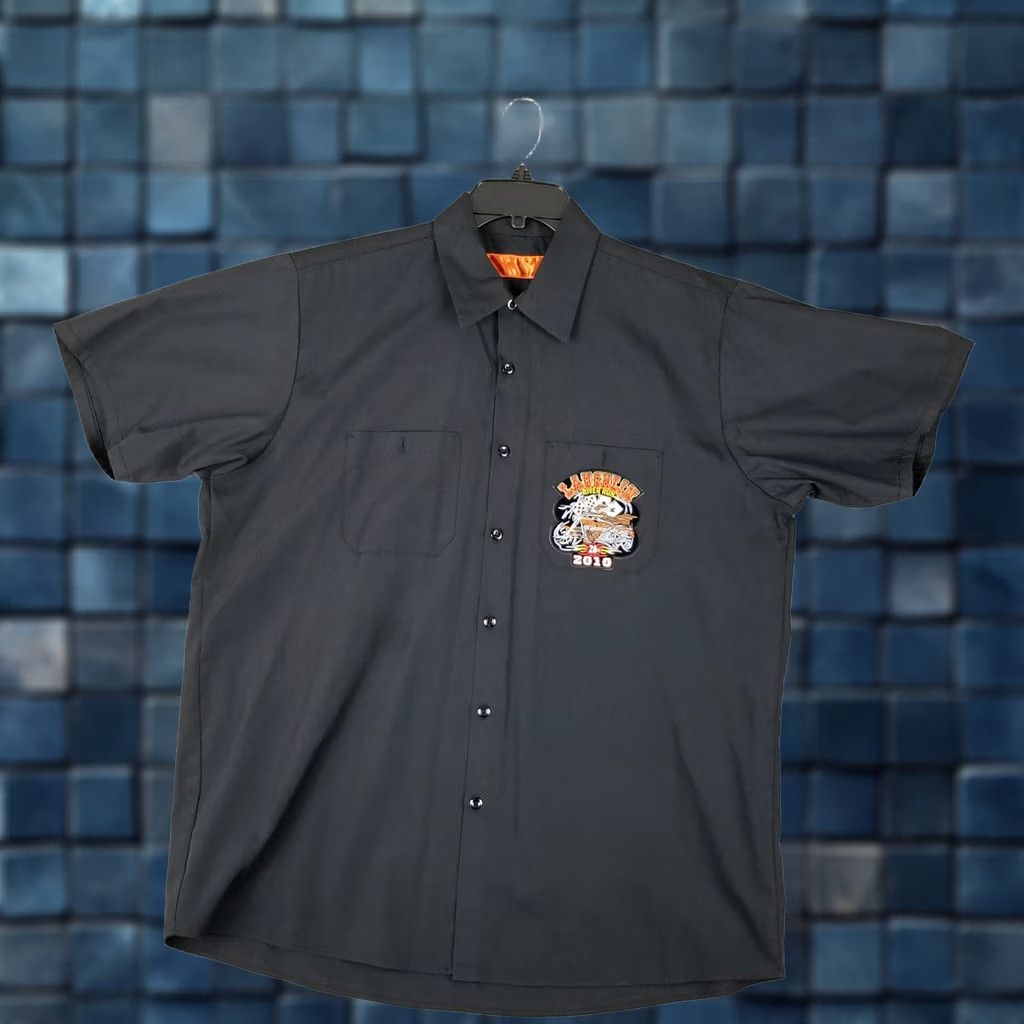 Vintage Laughlin River Run Motorcycle Shirt Men XL Black Denin Cotton Blend Embroidered Logo Pockets 2Sided"} Size US XL / EU 56 / 4 - 1 Thumbnail
