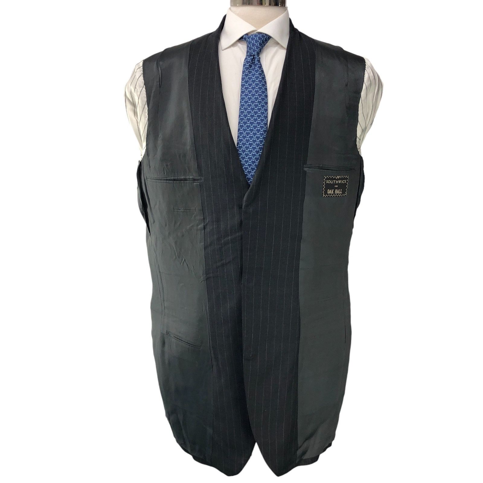 Southwick Southwick Mens Size 44XL Extra Long Suit 2 Piece Pinstripe Size 44L - 14 Thumbnail