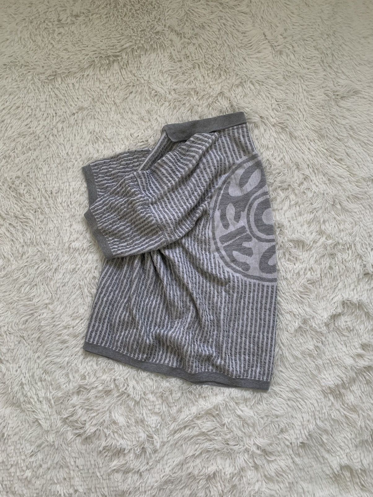 Issey Miyake Rare💥1980s Issey Miyake Strips Jacquard Collered Knit Tee Size US L / EU 52-54 / 3 - 1 Thumbnail