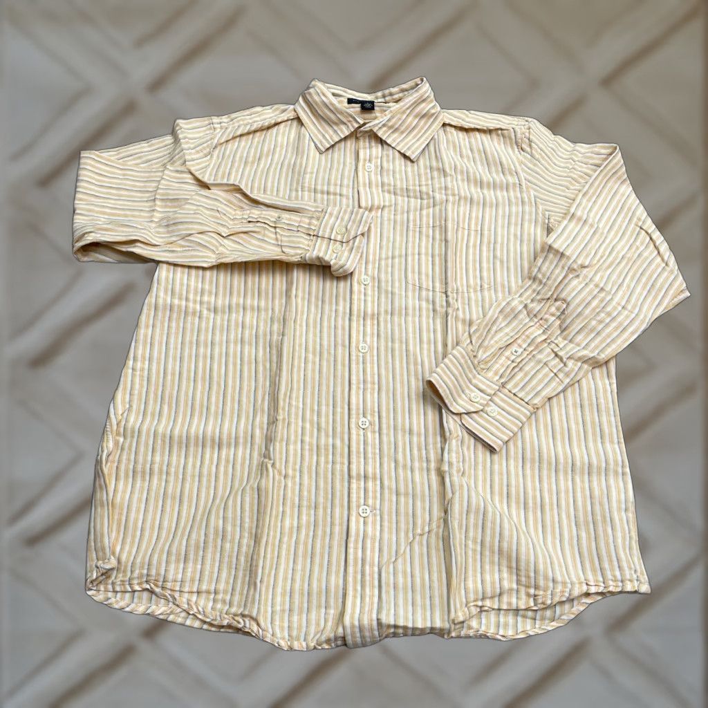 Banana Republic Banana Republic Classic Dress Shirt Mens L Yellow Striped Linen Blend Casual Shirt Size US L / EU 52-54 / 3 - 1 Thumbnail