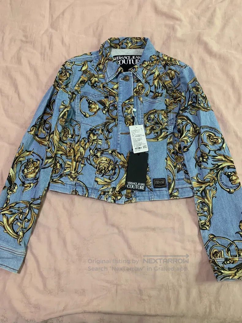 Versace Versace Baroque print denim jacket coat Size L / US 10 / IT 46 - 1 Thumbnail