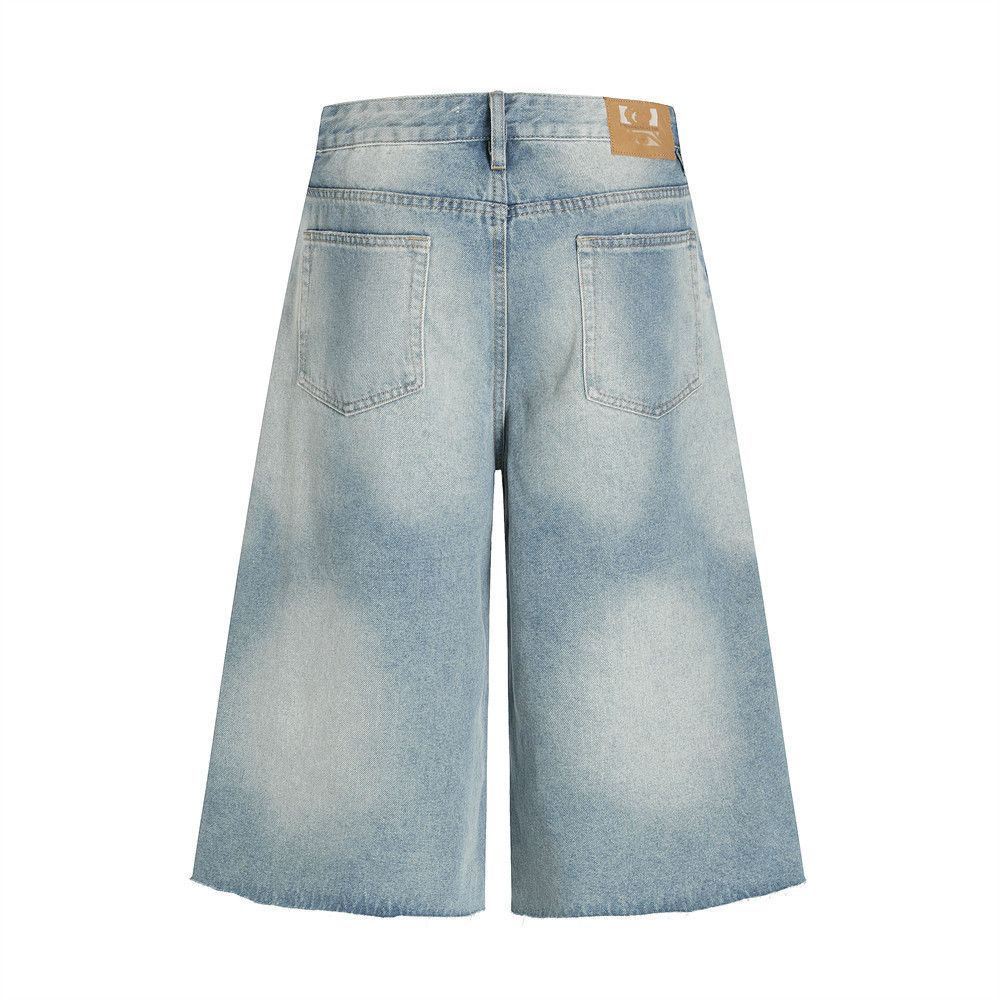 Japanese Brand × Jean Heavy washed gradient punk distressed raw edge denim shorts Size US 32 / EU 48 - 3 Thumbnail