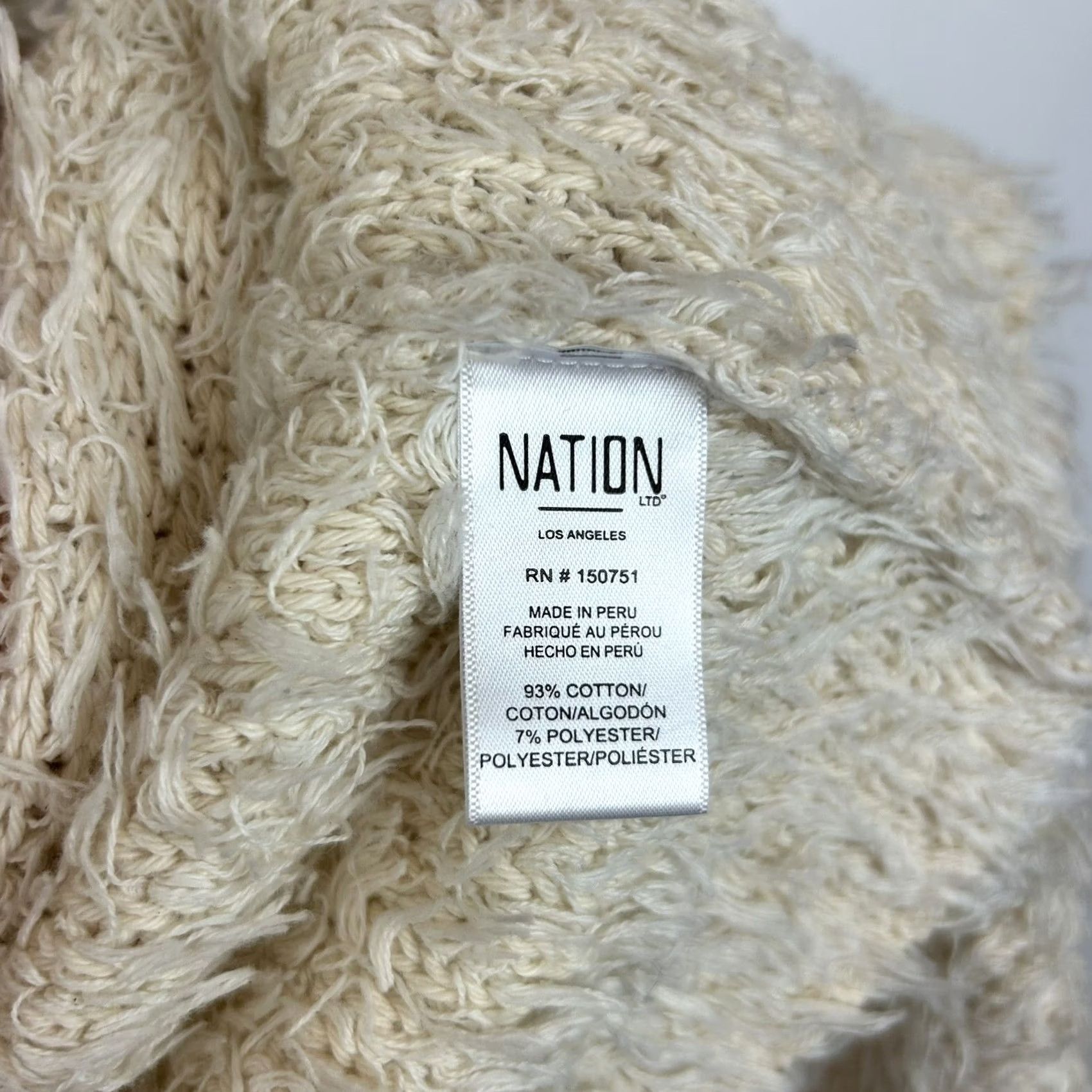 P.E Nation Nation LTD Cardigan Sweater Women L Ivory Bell Sleeve Open Front Frayed Hem Velvet Casual Vintage: No (Top) Size L / US 10 / IT 46 - 7 Thumbnail