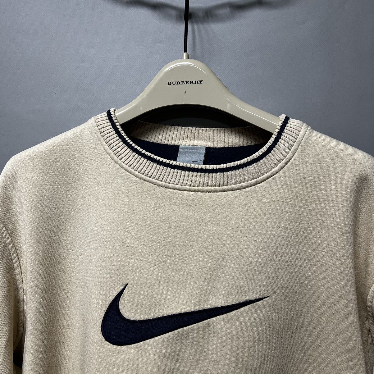 Nike Vintage Nike Beige Sweatshirt Cream Y2K Big logo Size US L / EU 52-54 / 3 - 7 Thumbnail