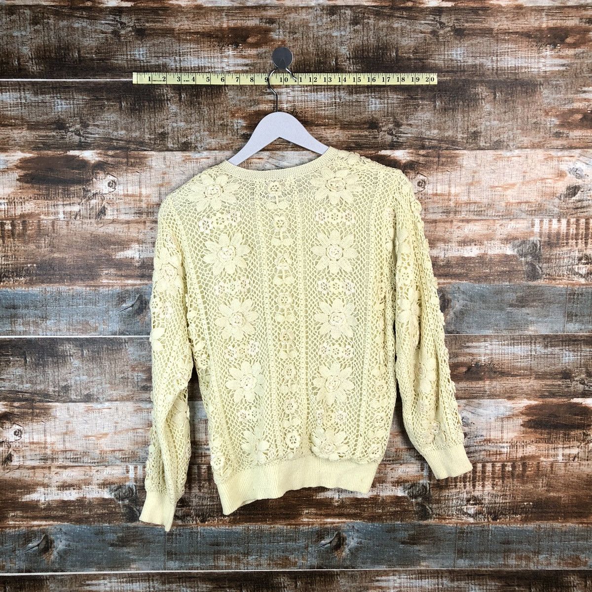 Japanese Brand Micaella Patterned crochet meshnet Cardigan Knitwear #A1343 Size M / US 6-8 / IT 42-44 - 13 Thumbnail