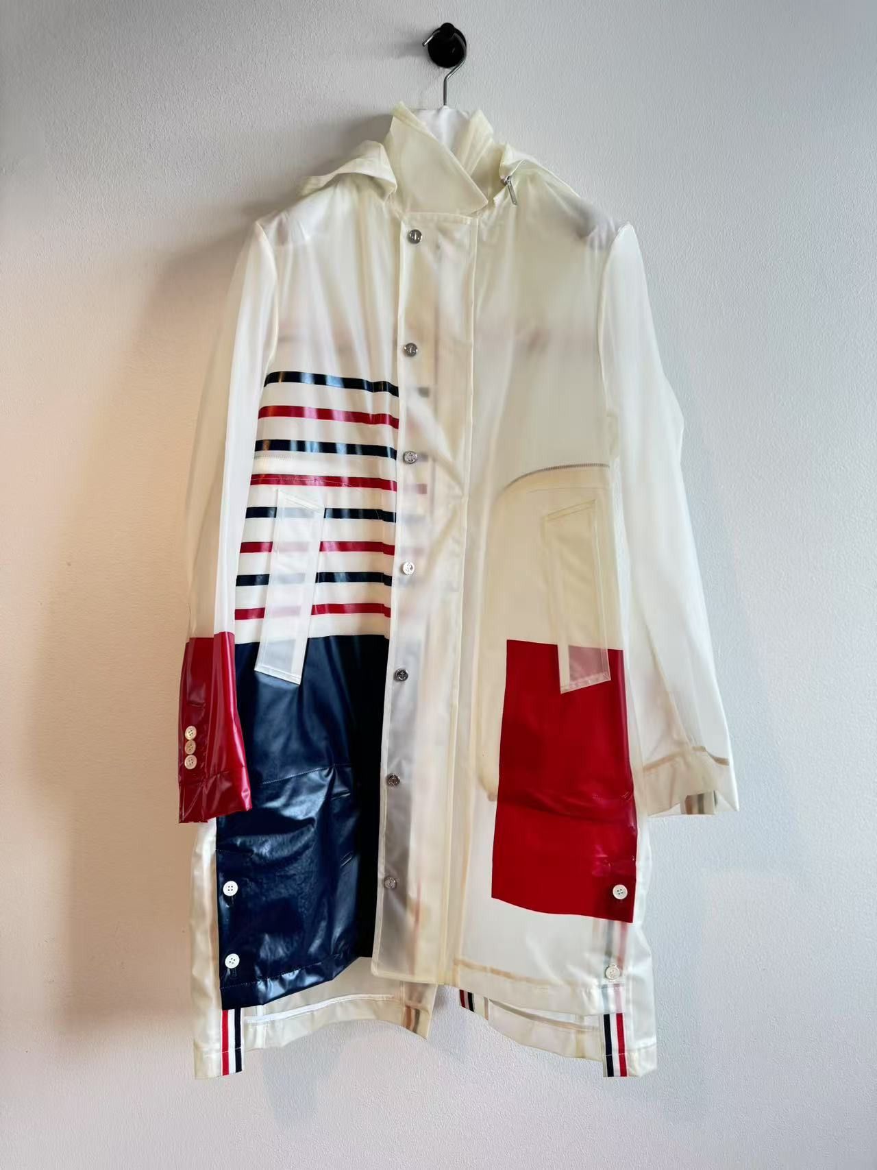 Thom Browne Thom Browne Transparent Stripe Rain Coat Size US M / EU 48-50 / 2 - 2 Thumbnail