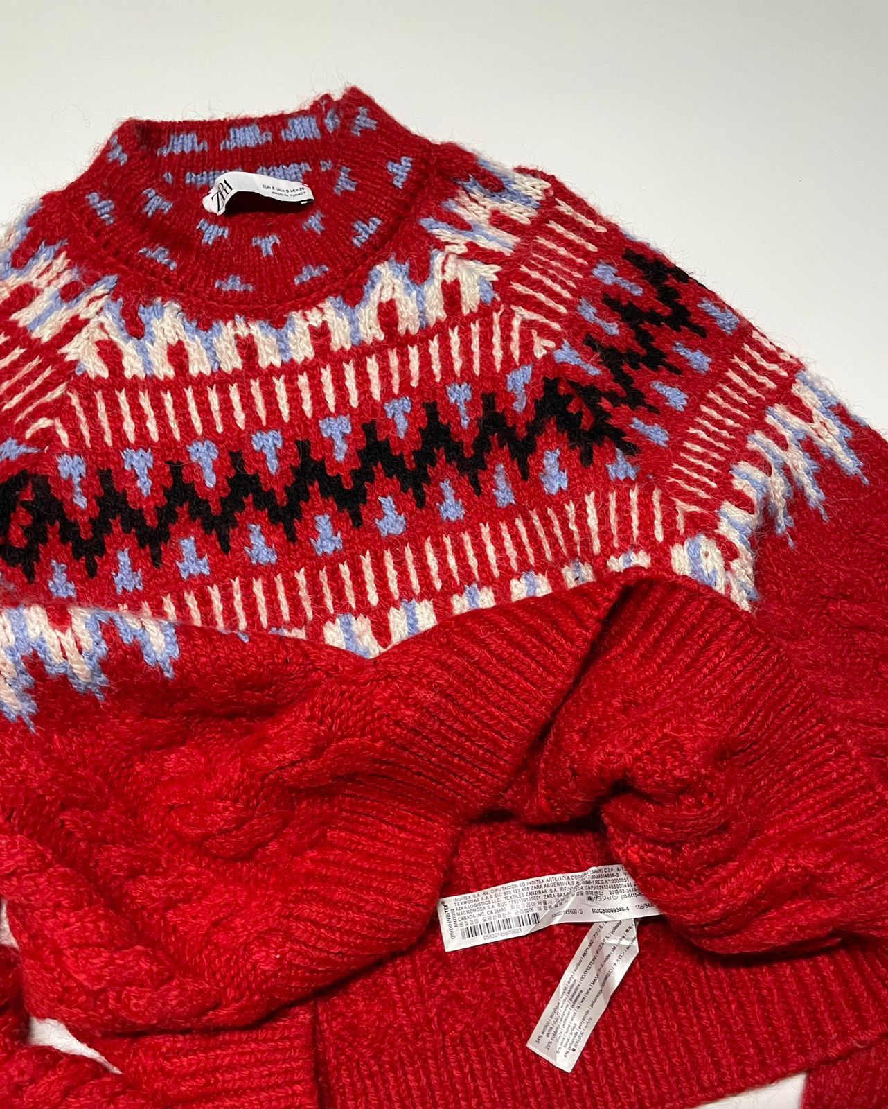 Zara Zara cable knit jacquard fair sale sweater red Size S / US 4 / IT 40 - 10 Thumbnail