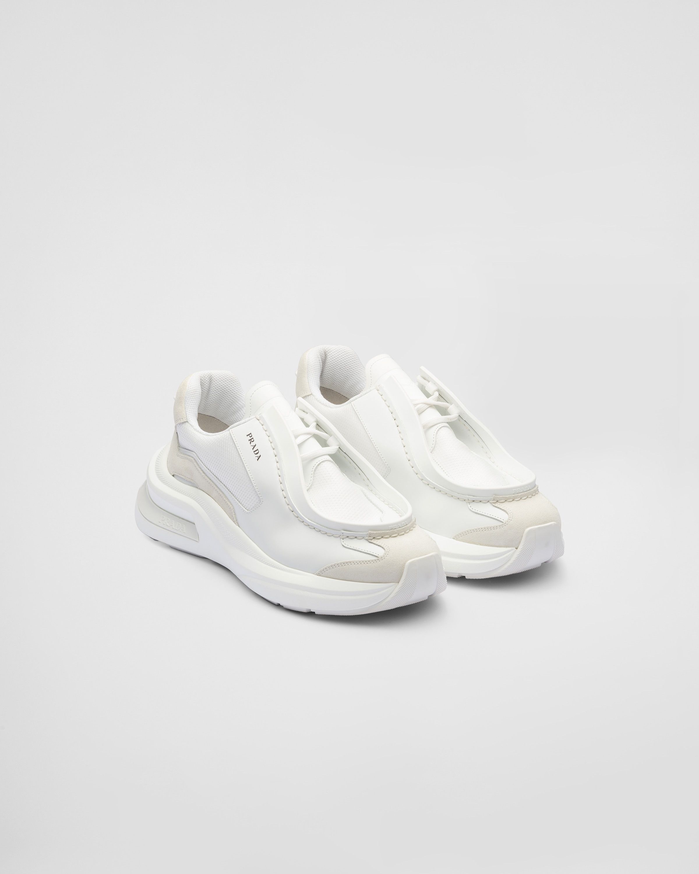 Prada o1la1rc1a0925 Panelled Leather Chunky Sneakers White/Ivory Size US 11 / EU 44 - 1 Thumbnail