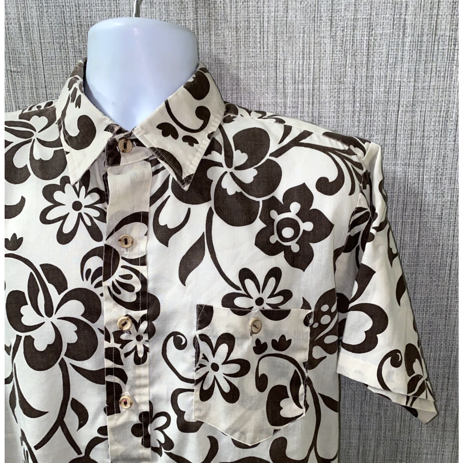ALOHAS Vtg Holo Holo Mens White/Brown 1/2 Button Aloha Hawaiian Shirt Size L Size US L / EU 52-54 / 3 - 2 Thumbnail