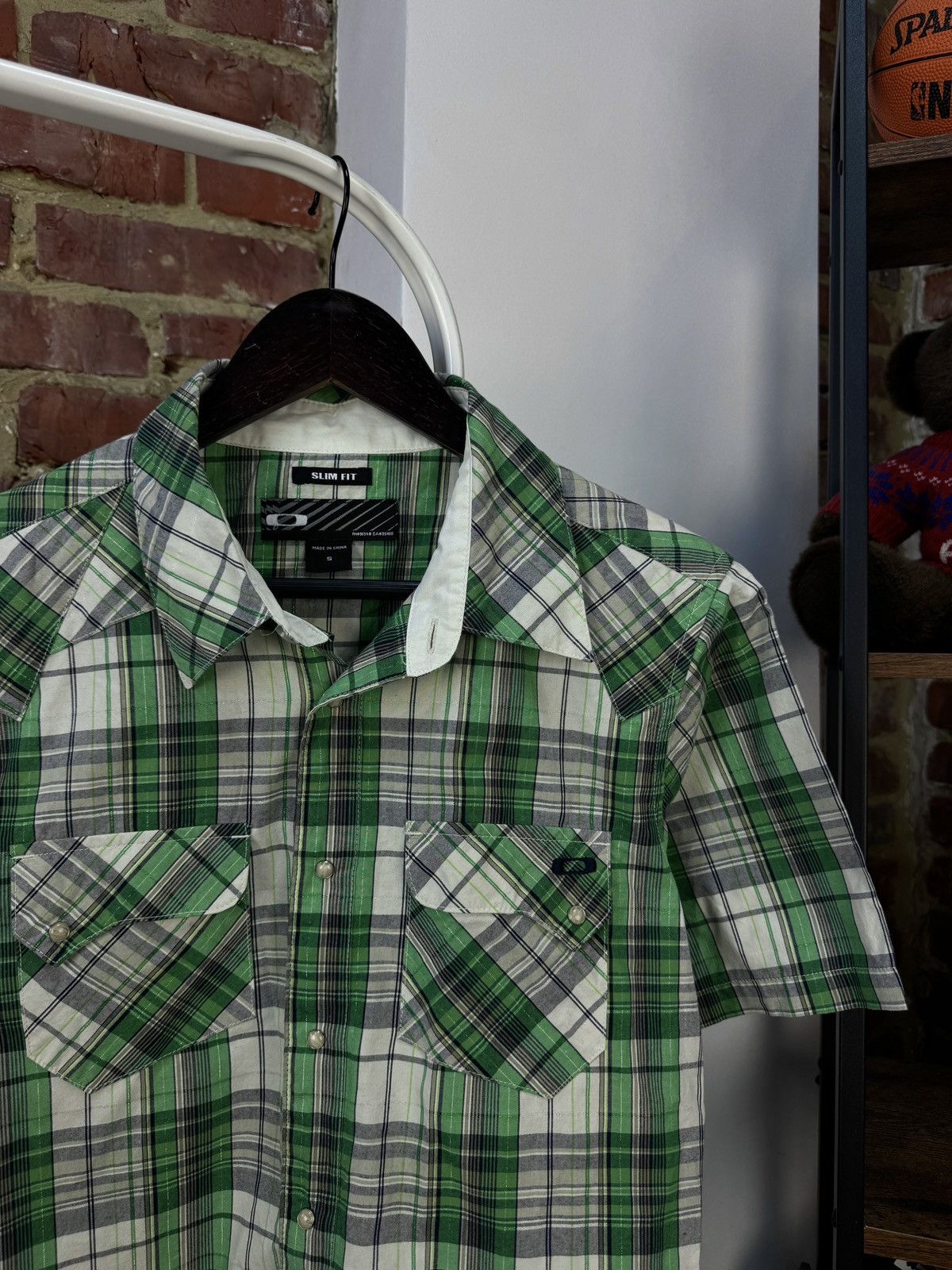 Oakley × Vintage OAKLEY Vintage Mens Short Sleeve Plaid Green Shirt Size US S / EU 44-46 / 1 - 3 Thumbnail