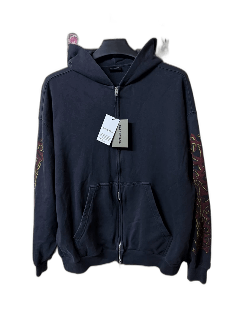 Balenciaga Balenciaga Black Flame Logo Zip Hoodie-2506 Size US S / EU 44-46 / 1 - 1 Thumbnail