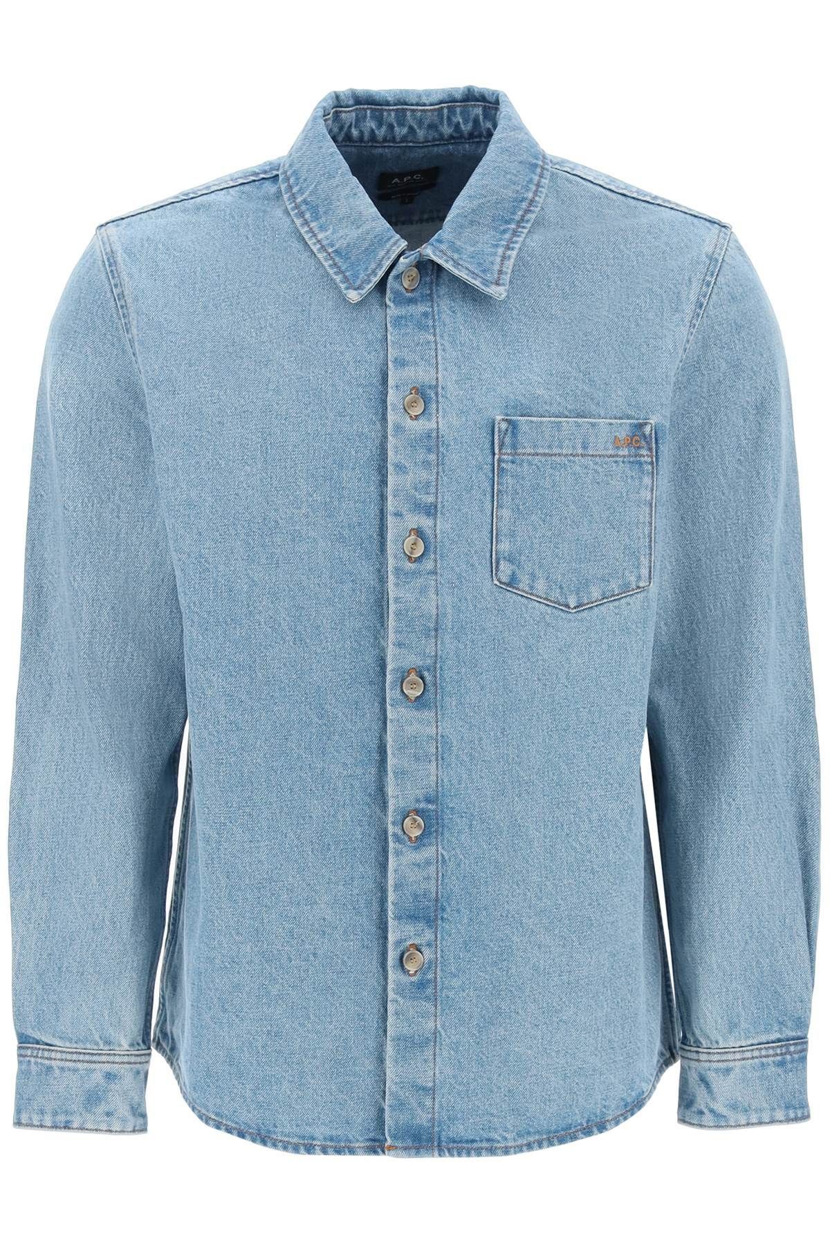 image of A P C O1S22I1N1223 Denim Overshirt In Light Blue, Men's (Size Small)