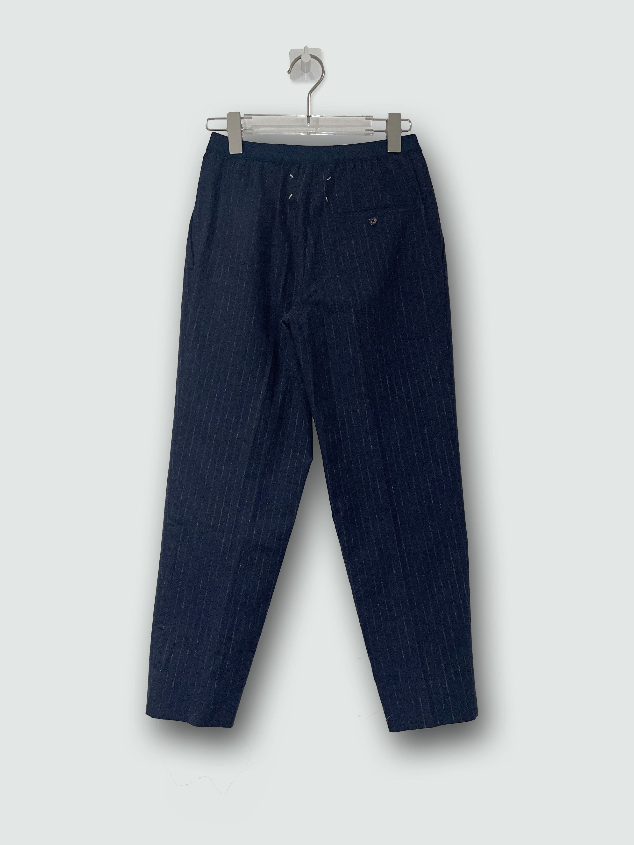 Maison Margiela Navy Pinstripe Wool Elastic Waist Trousers | IT 36 XXS Size 25" / US 0 / IT 36 - 2 Thumbnail