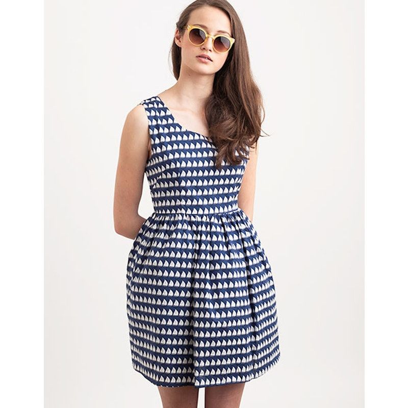 Nordstrom Kling Battelli Navy Blue A-Line Dress - Sailboat Print Size M / US 6-8 / IT 42-44 - 11 Thumbnail