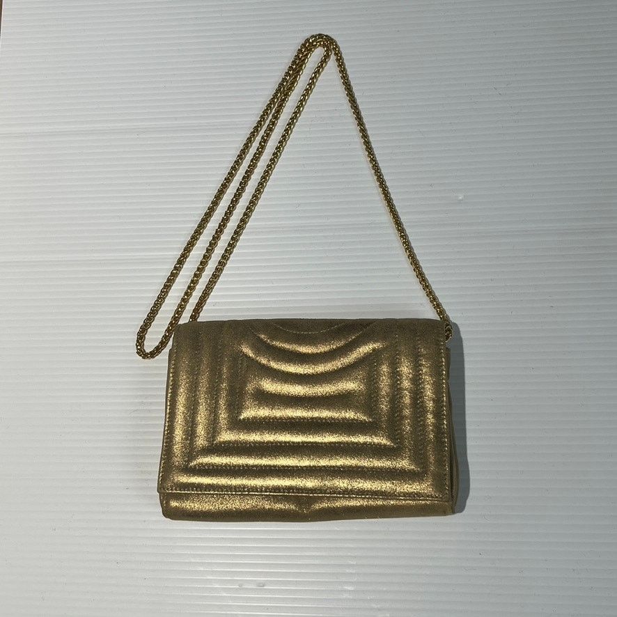 Rodo Metallic Gold Evening Bag Crossbody Clutch Vintage
