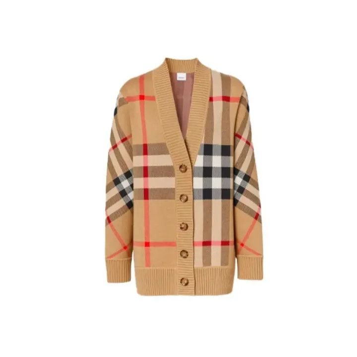 Burberry Burberry Classic Plaid Wool Cardigan for Women 0079 Size M / US 6-8 / IT 42-44 - 1 Thumbnail
