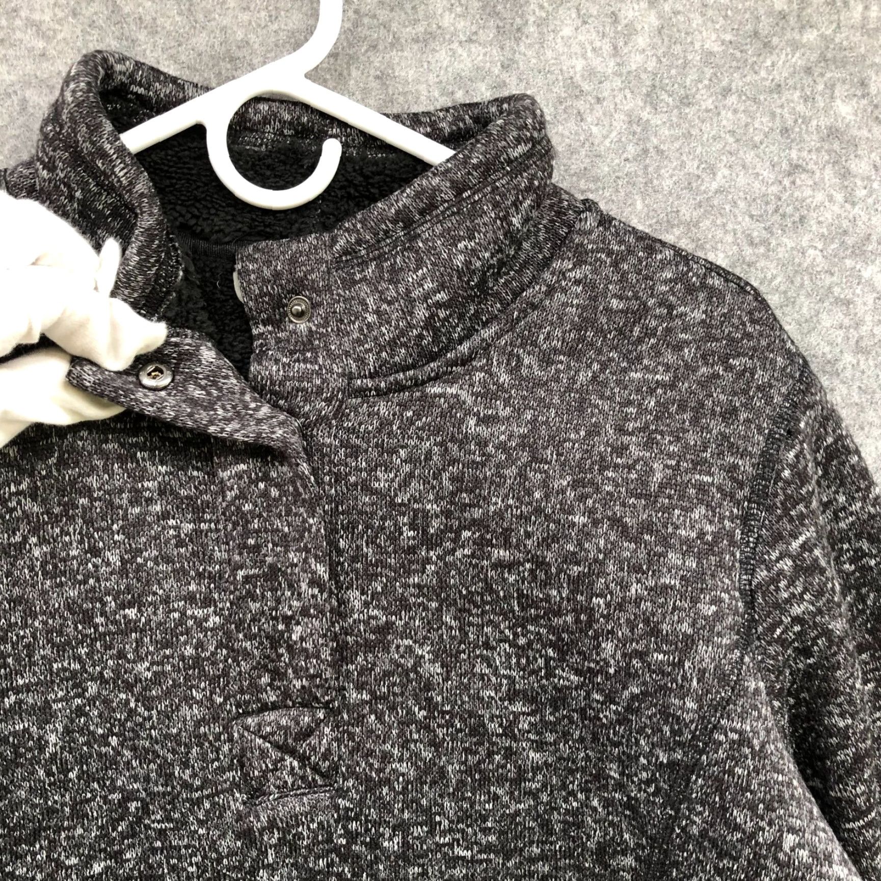 Avalanche Avalanche Mens L Dark Gray Heather Fleece Henley Mock Neck Pullover Sweater Snap Button Size US L / EU 52-54 / 3 - 7 Thumbnail