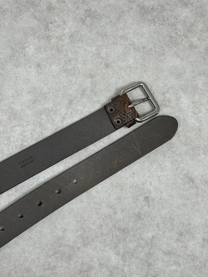 Prada 2000s Prada Brown Wover Leather Minimalist Belt Size ONE SIZE - 4 Thumbnail