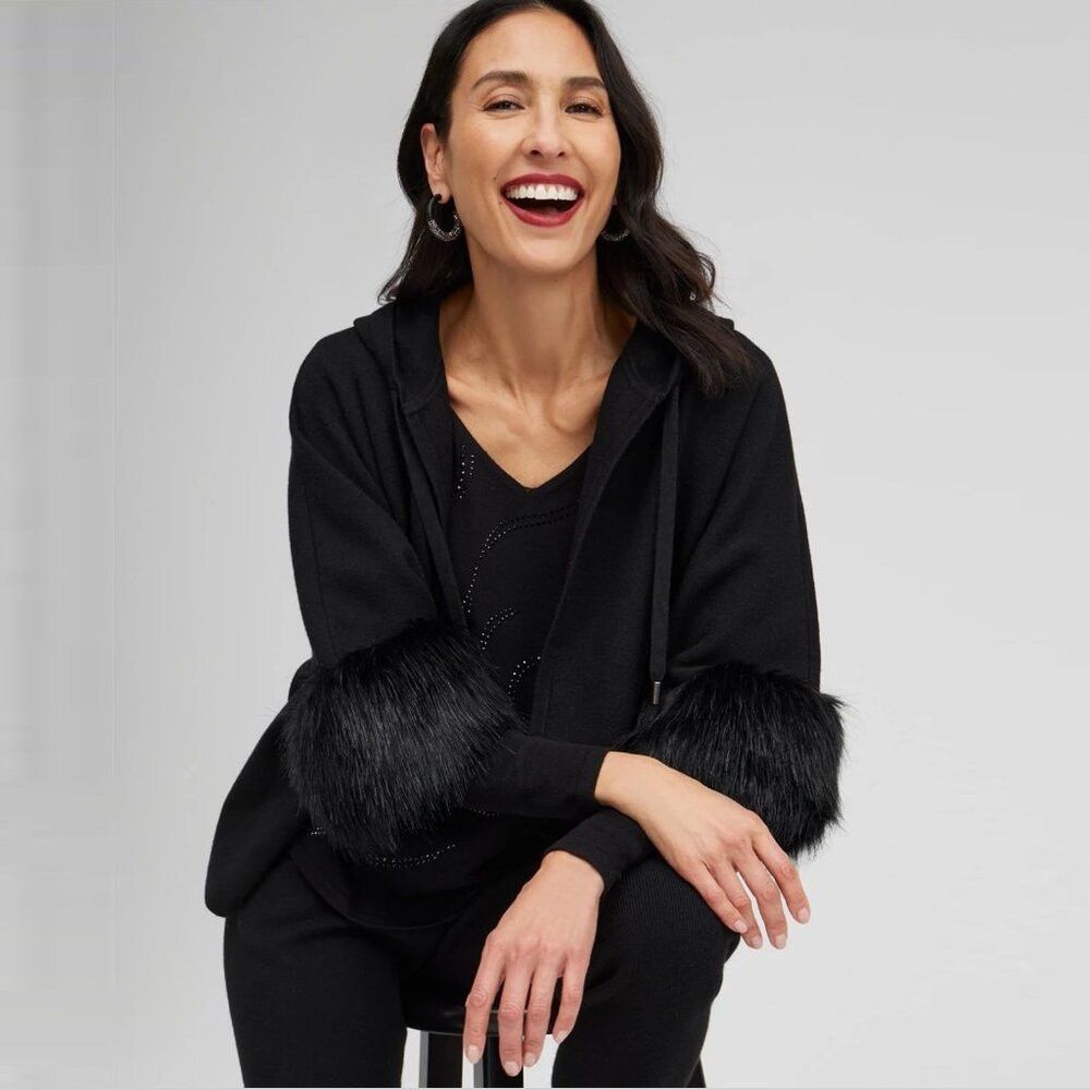 Chicos New Chico's Luxe Cashmere Blend Faux Fur Sweater Size 1 US Size M / US 6-8 / IT 42-44 - 1 Thumbnail