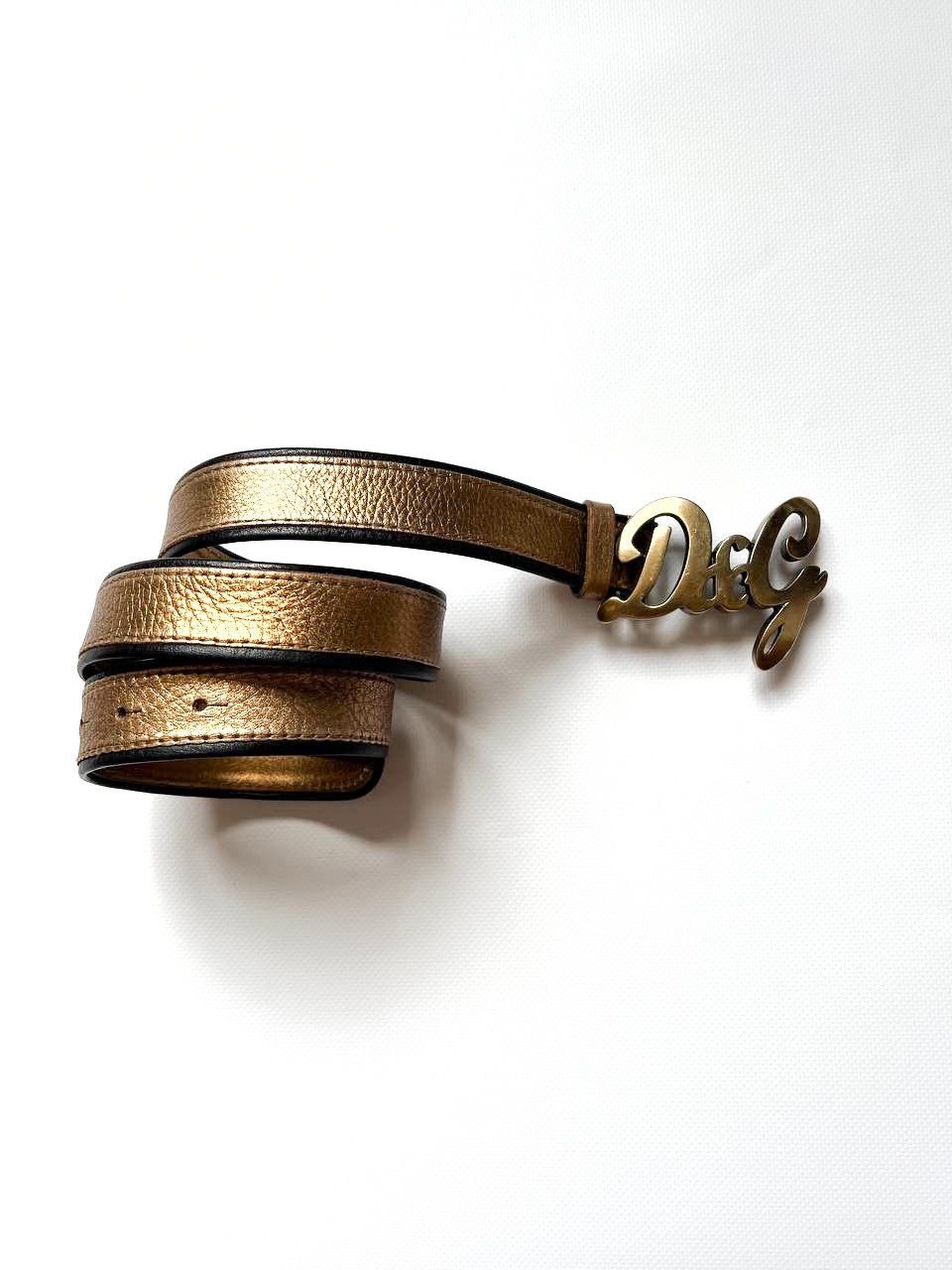 Dolce & Gabbana × Vintage Vintage Dolce Gabbana gold leather logo buckle belt D&G Size ONE SIZE - 2 Thumbnail
