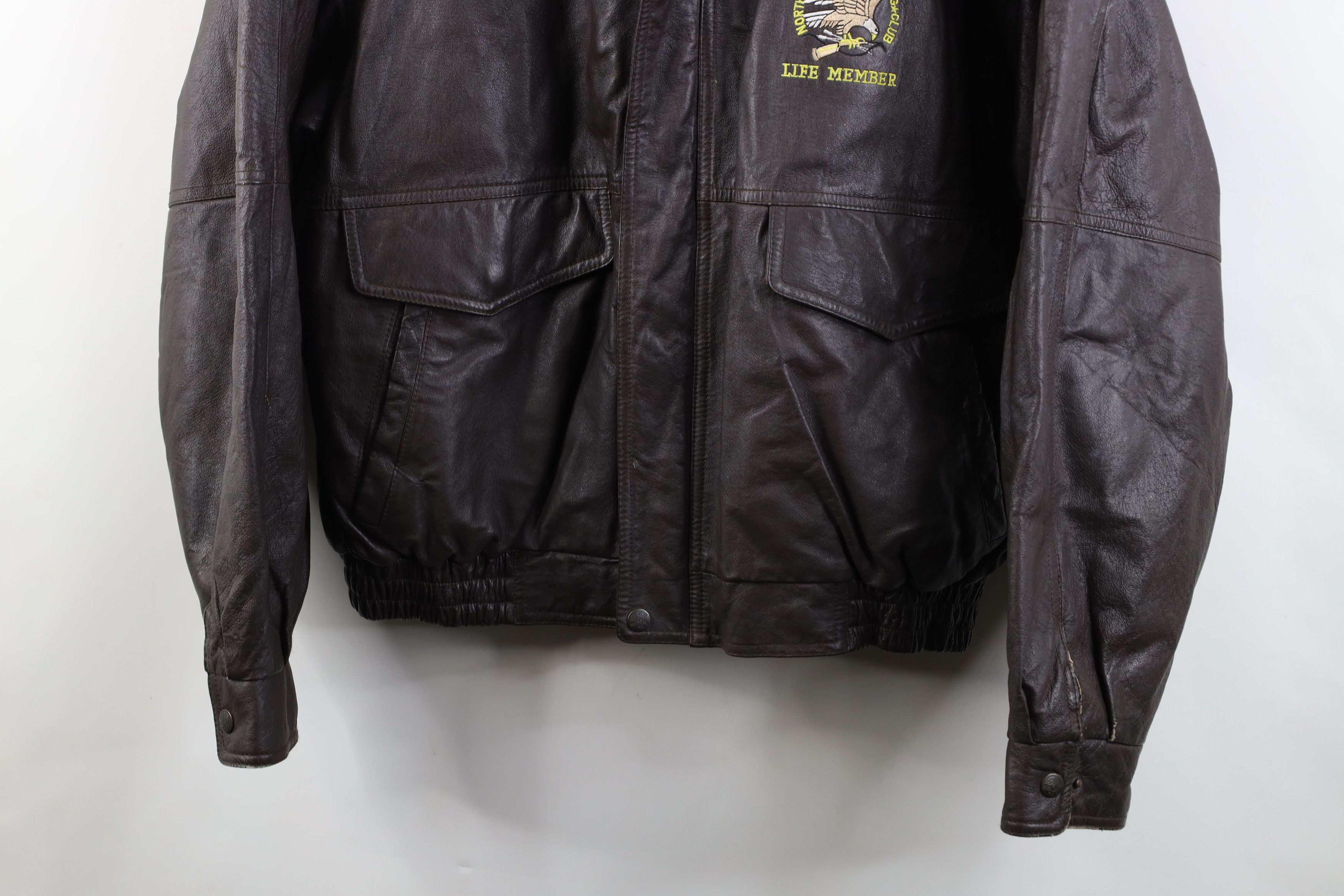 Vintage Vintage 90s North American Club Leather Bomber Jacket Size US XL / EU 56 / 4 - 3 Thumbnail