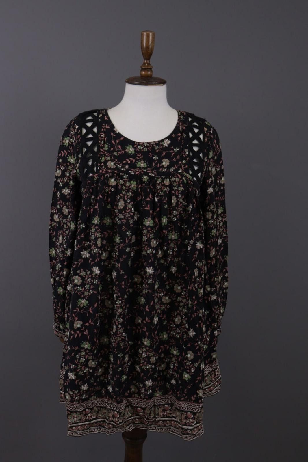 Wilkes Bashford BA&SH Fraja Black Floral A-Line Short Dress Size 0 Size XS / US 0-2 / IT 36-38 - 1 Thumbnail