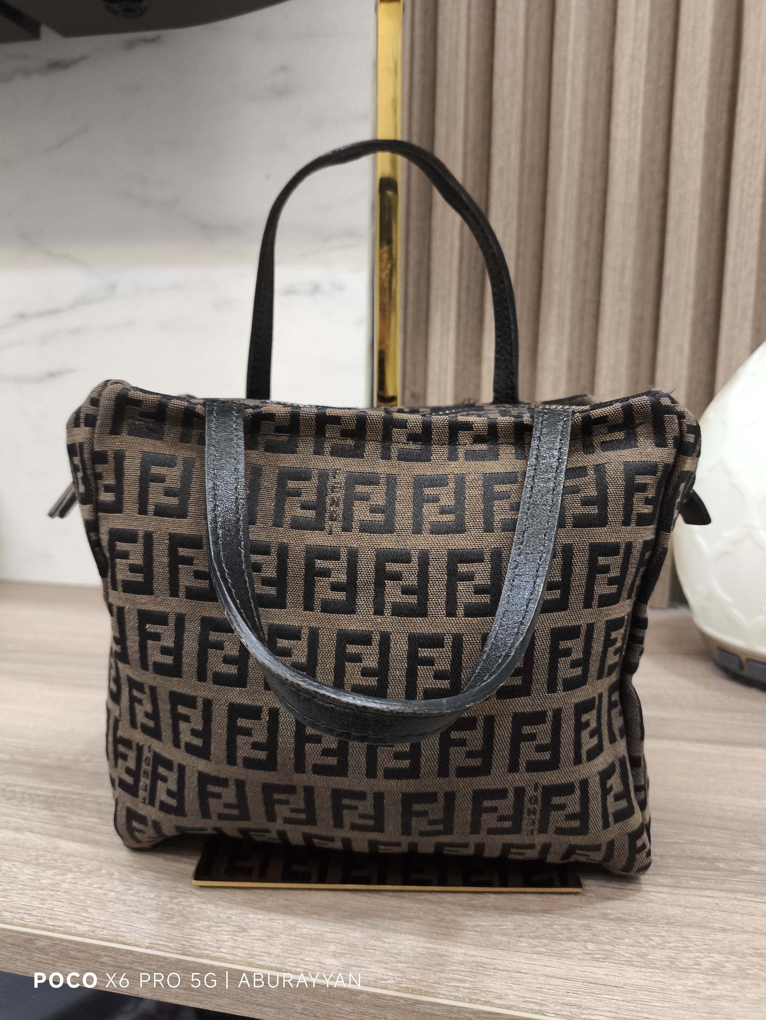 Fendi Fendi Brown Nylon Zucchino Mini Top Handle Tote Size ONE SIZE - 2 Thumbnail