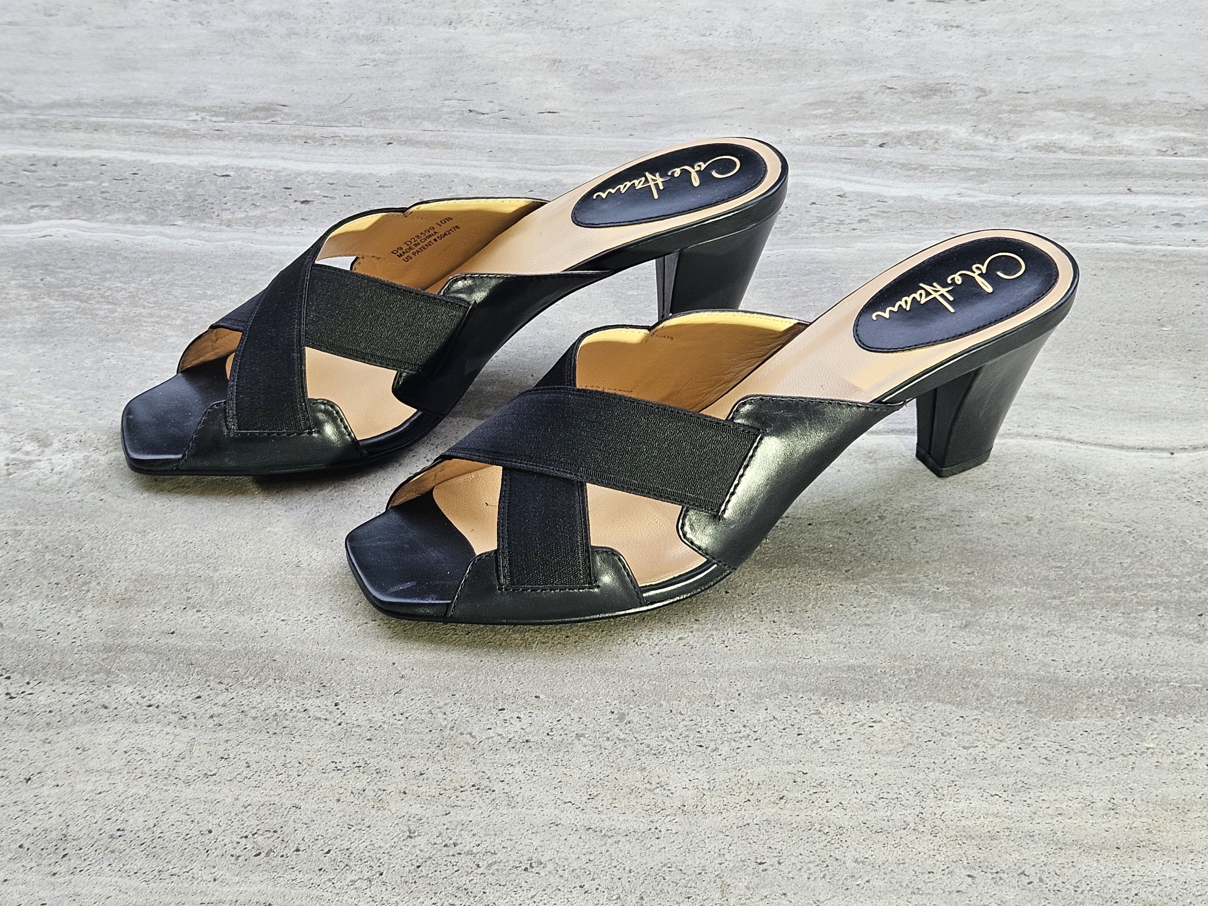 Cole Haan Cole Haan Black Leather Stretch Strap Heels Size 10B Italy Size US 10 / IT 40 - 1 Thumbnail