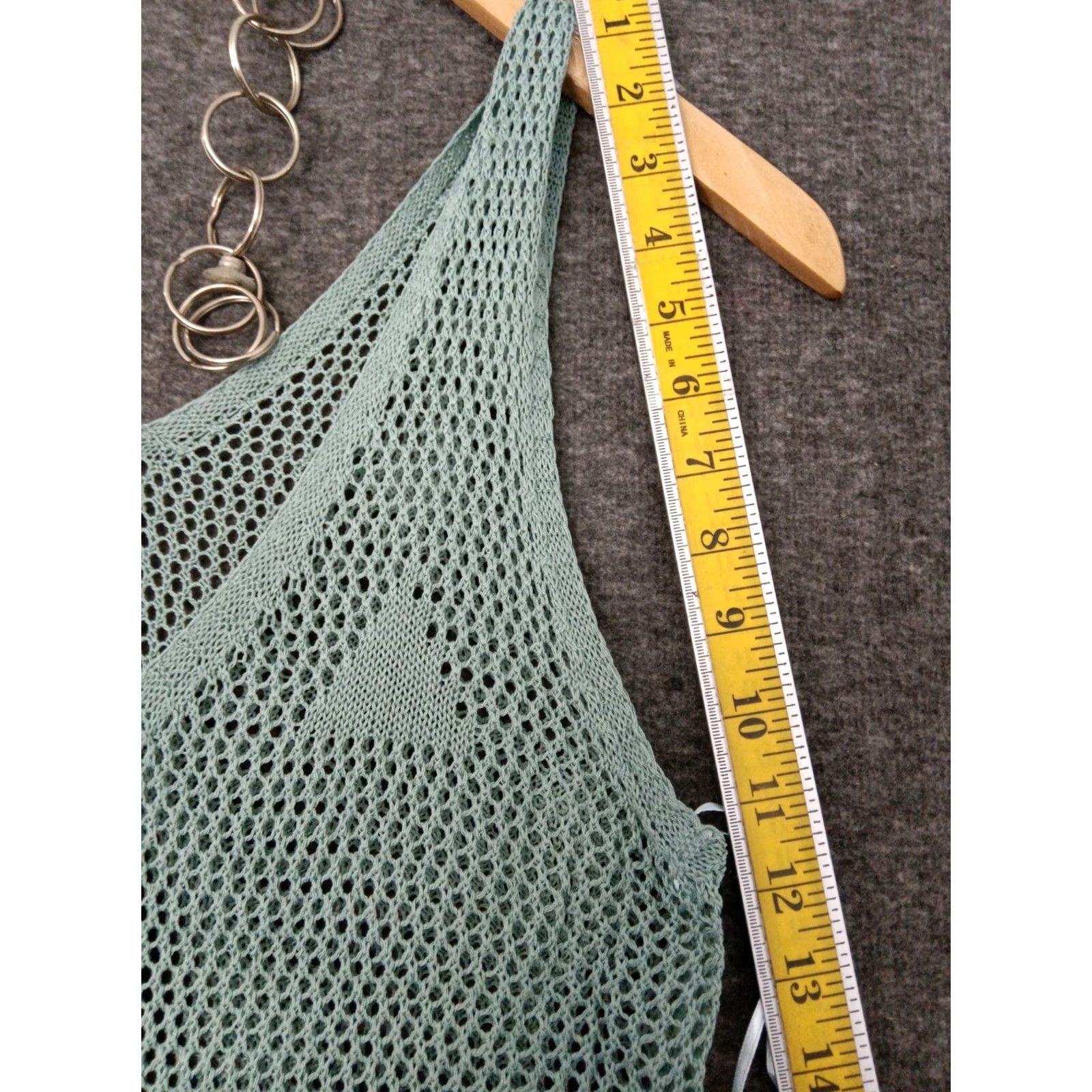 Vintage Codigo Women's Crochet Long Knit Dress L Light Green Sleeveless V-Neck Dress Size L / US 10 / IT 46 - 5 Thumbnail