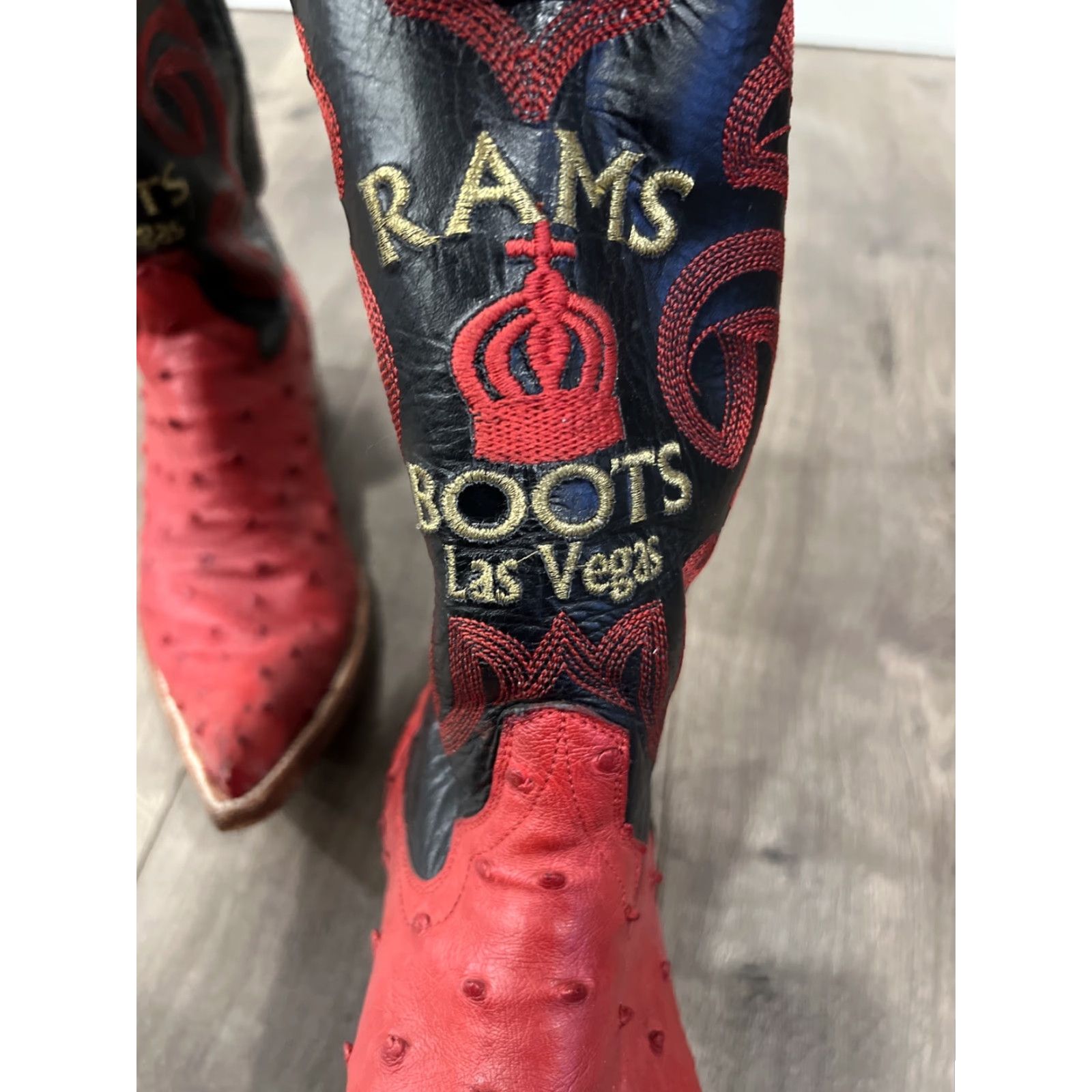 Vintage Rams Boots Las Vegas Cowboy Boots Black Red Leather Size 7.5 Western Mens Size US 7.5 / EU 40-41 - 2 Thumbnail