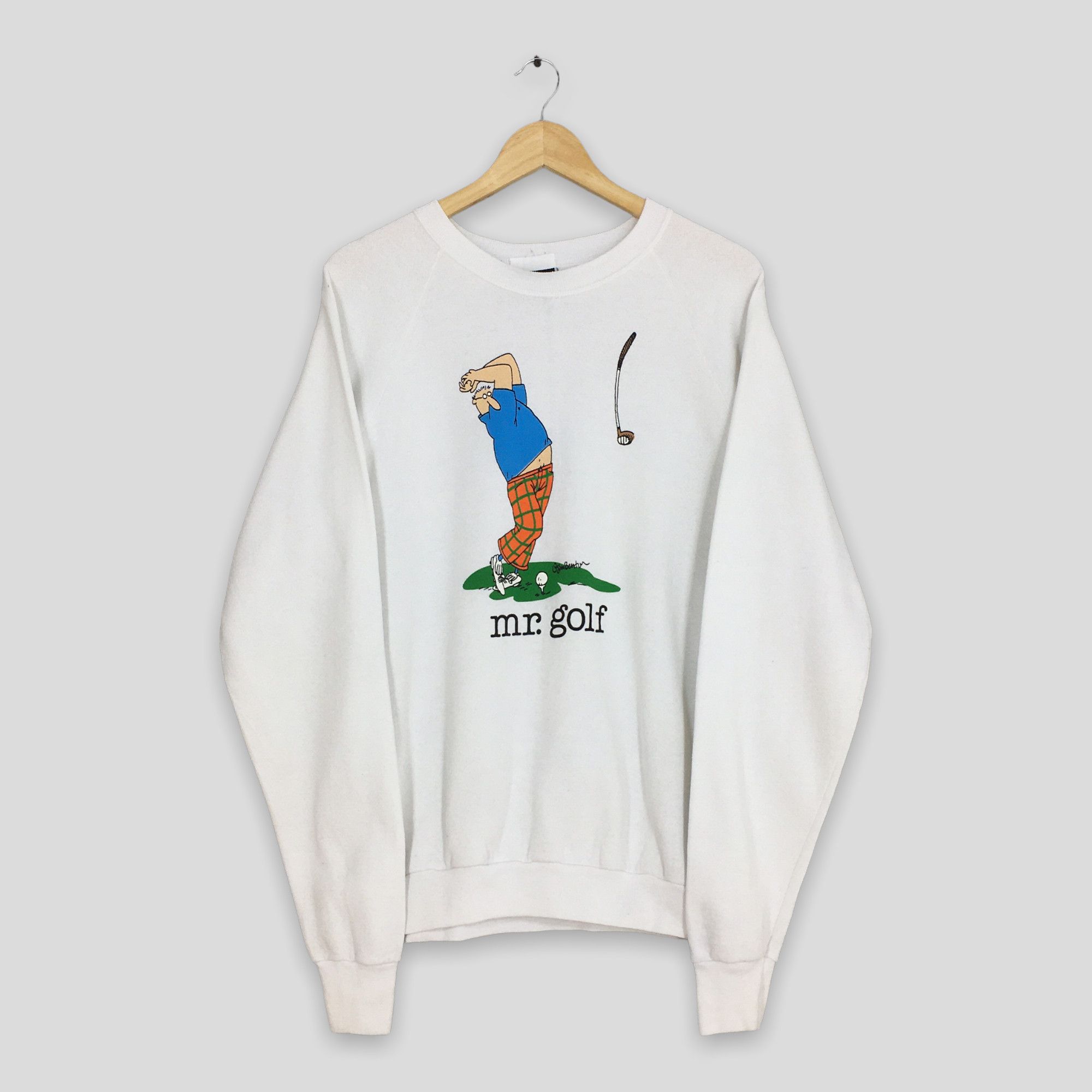 Vintage Vintage 1990s Mr Golf White Sweatshirt XLarge Size US XL / EU 56 / 4 - 1 Thumbnail