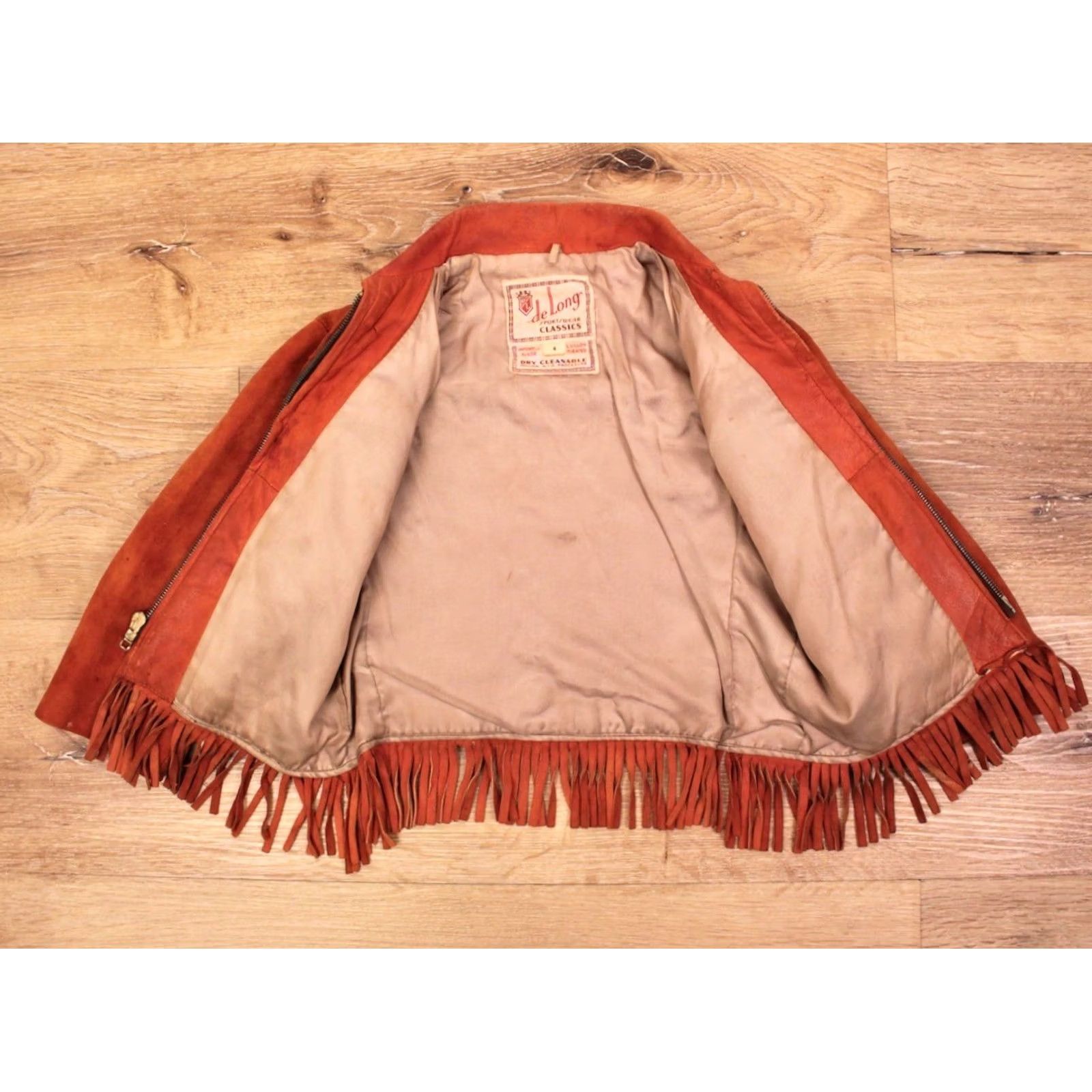 Vintage VTG Boy's 1960s Orange Fringe Leather Suede Jacket Sz 4 50s 60s Kid's Mens Womens Girls Boys Size US S / EU 44-46 / 1 - 3 Thumbnail