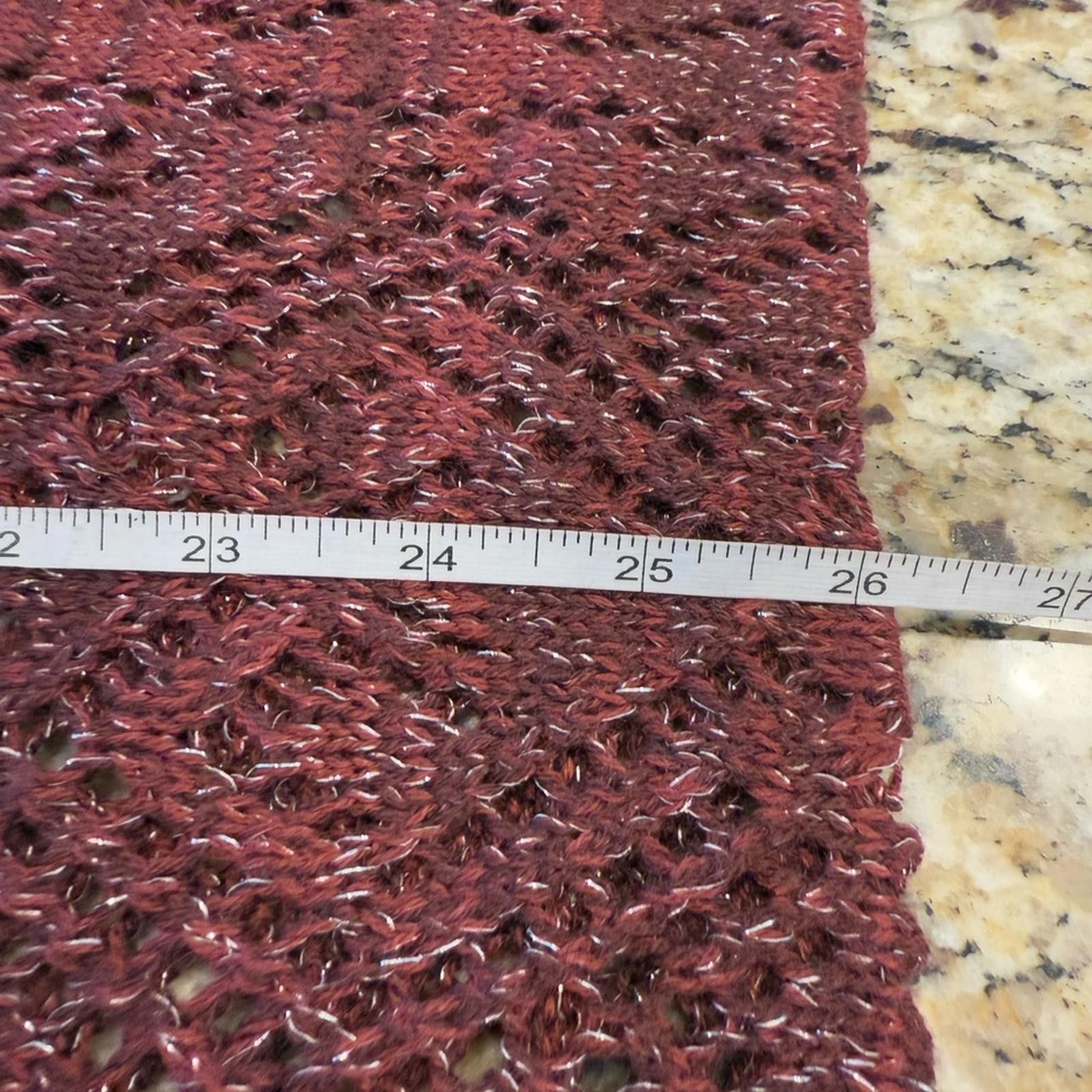 Saint Vanity Vanity burgundy metallic crochet knit infinity scarf. OS Size ONE SIZE - 7 Thumbnail