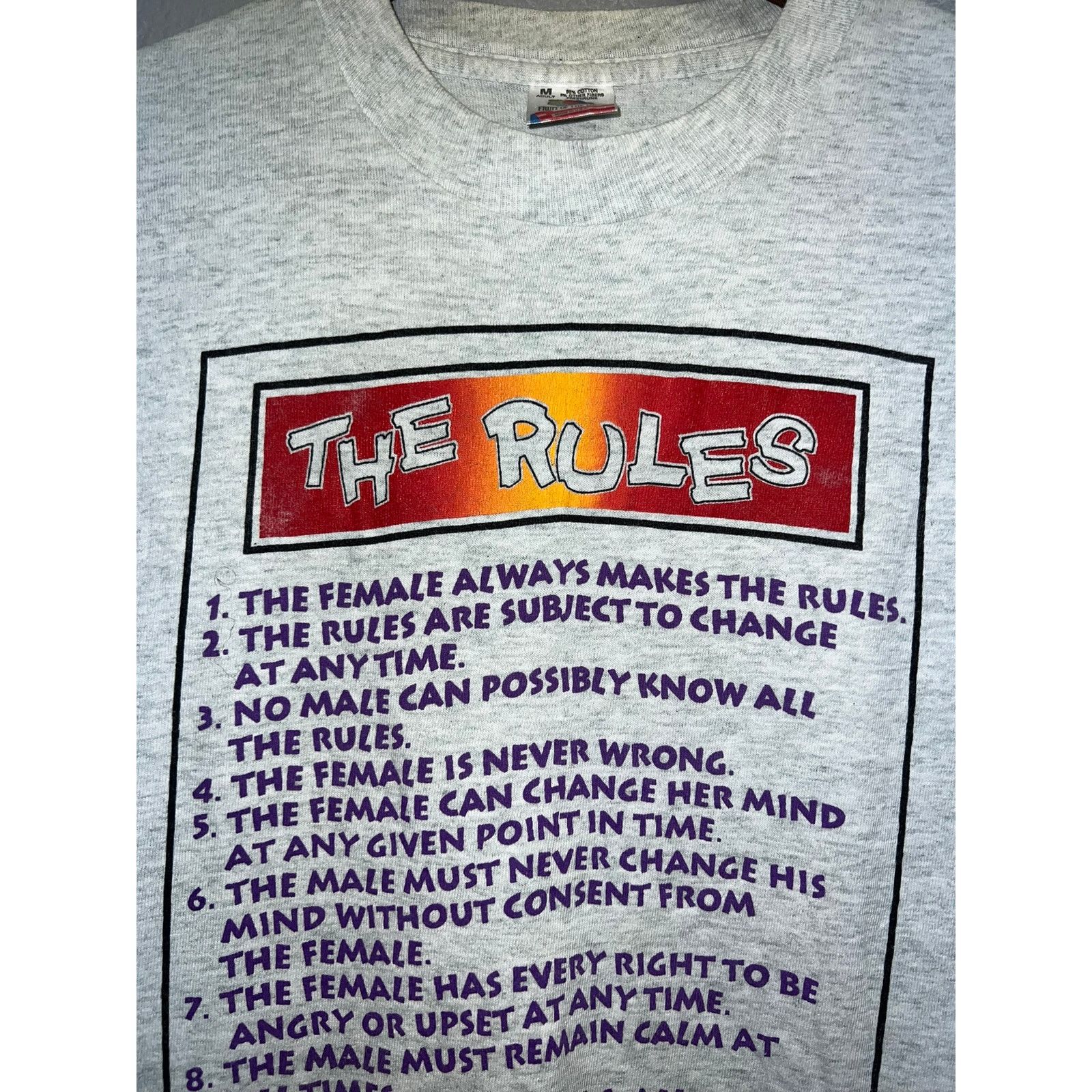Fruit Of The Loom Vintage The Rules Shirt The Female Is Never Wrong Tee 90s M Size US M / EU 48-50 / 2 - 3 Thumbnail