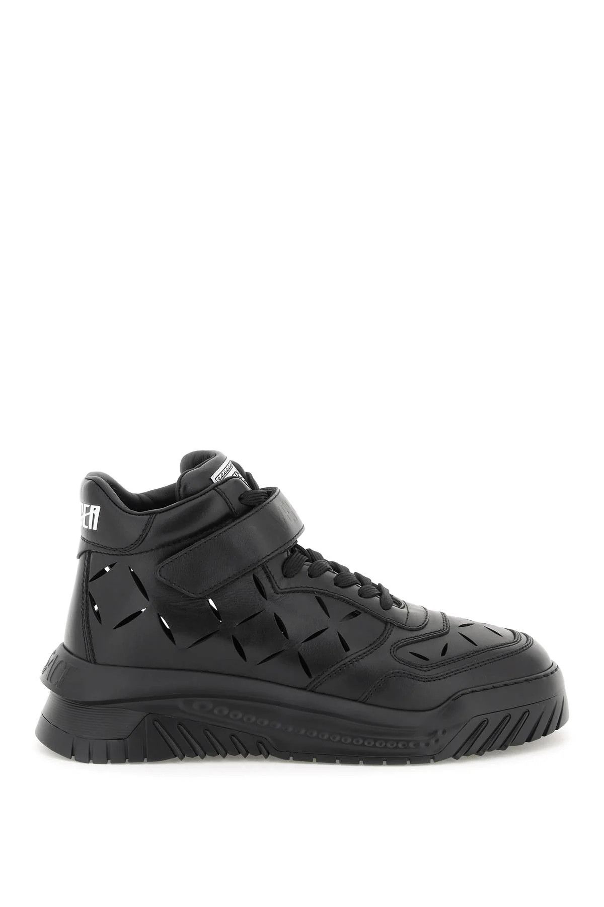 Versace VERSACE High Top Cut Out Leather Logo Fashion Sneakers Size US 11 / EU 44 - 2 Thumbnail