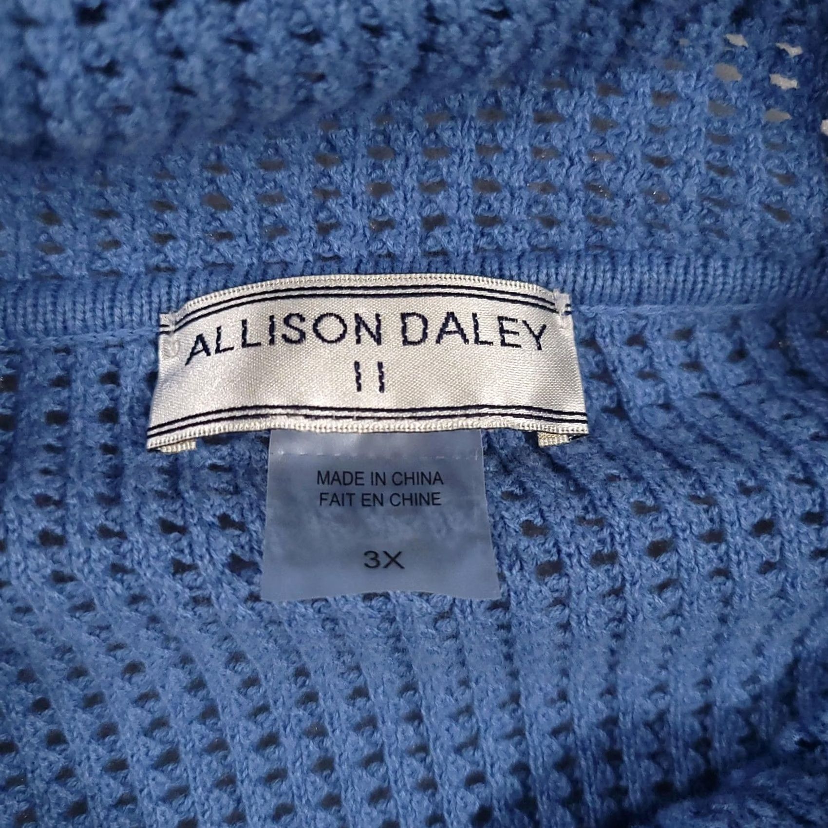 Vintage Allison Daley Jacket Womens 3X Blue Textured Knit Full Zip Pockets Lightweight Layer Jacket Size XXL / US 16-18 / IT 52-54 - 6 Thumbnail
