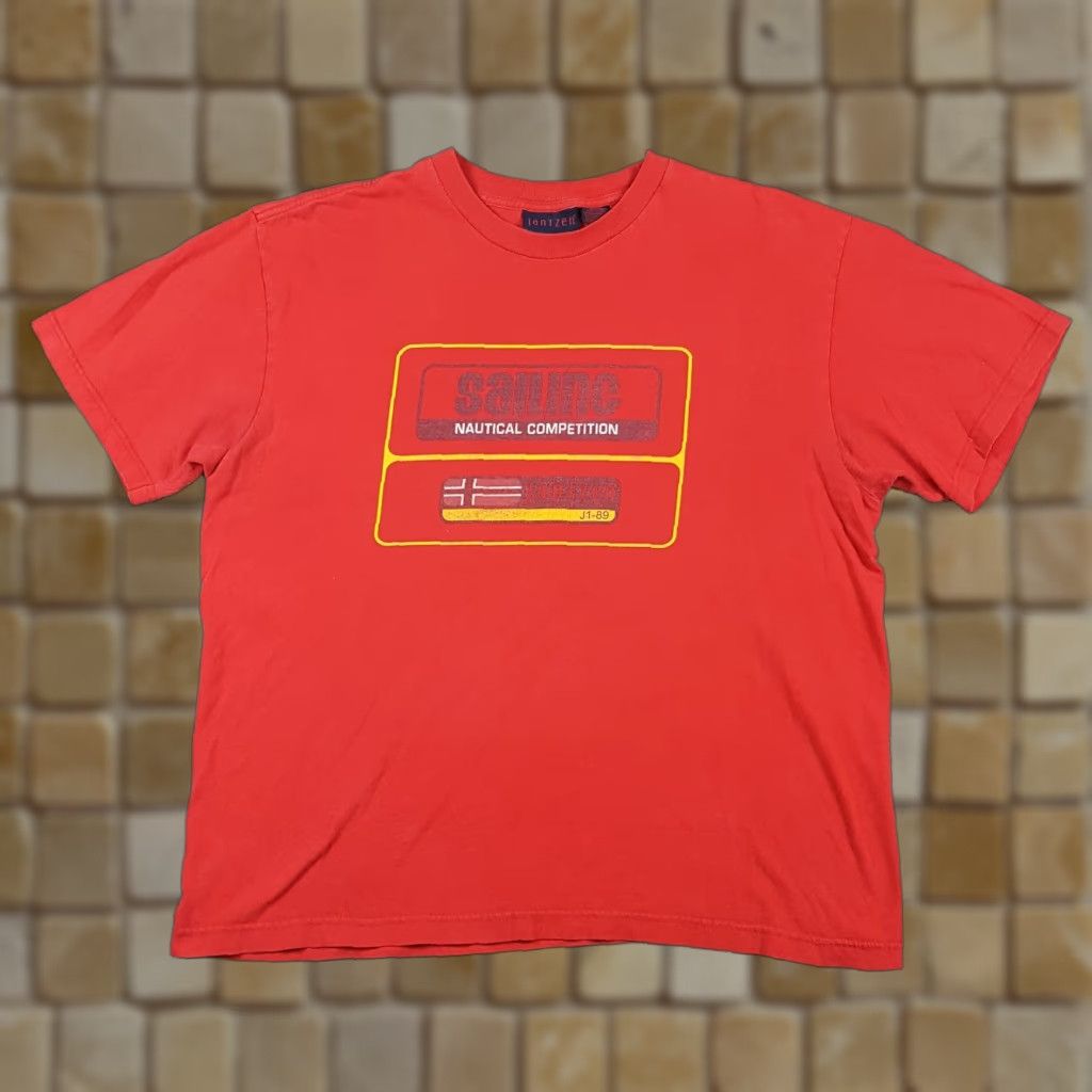 Jantzen VINTAGE Jantzen Nautical Sailing T-Shirt Men's Large Red 90s Beach Surf Y2K Retro Size US L / EU 52-54 / 3 - 1 Thumbnail