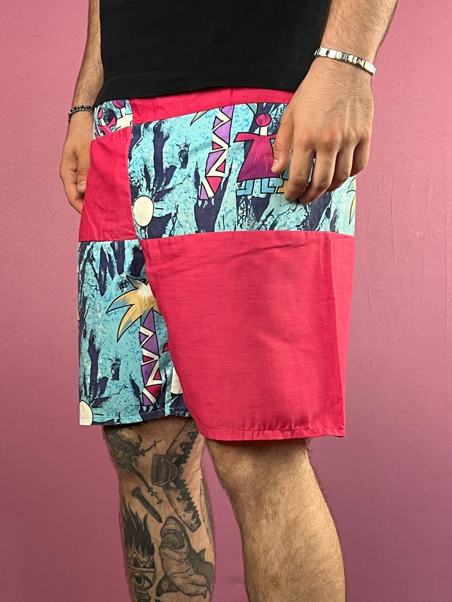 Vintage 90s Vintage Men's Abstract Print Sport Shorts - S Size US 30 / EU 46 - 1 Thumbnail