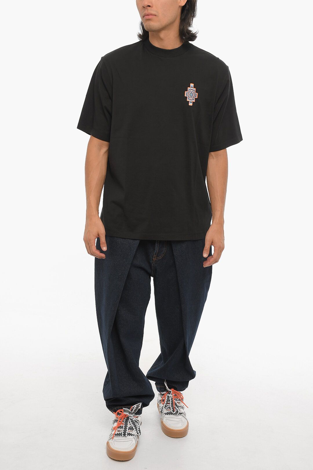 Marcelo Burlon og1mm0824 Optical Cross Crewneck T-Shirt in Black Size US XL / EU 56 / 4 - 4 Thumbnail