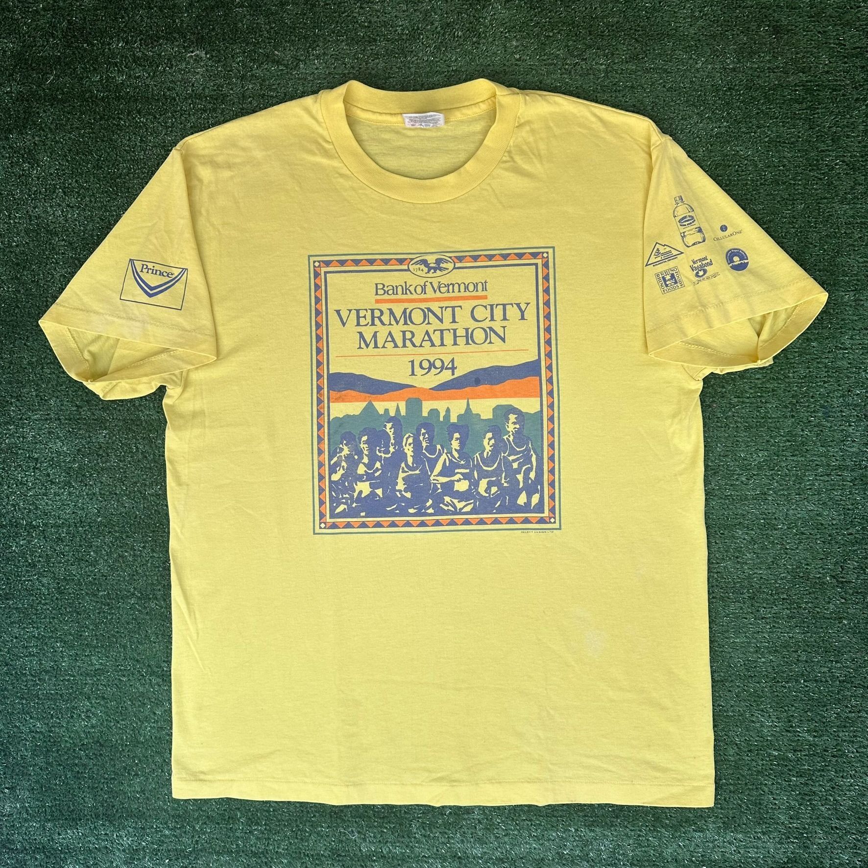 Vintage 90s Vermont Marathon 1994 T-Shirt Running Single Sti