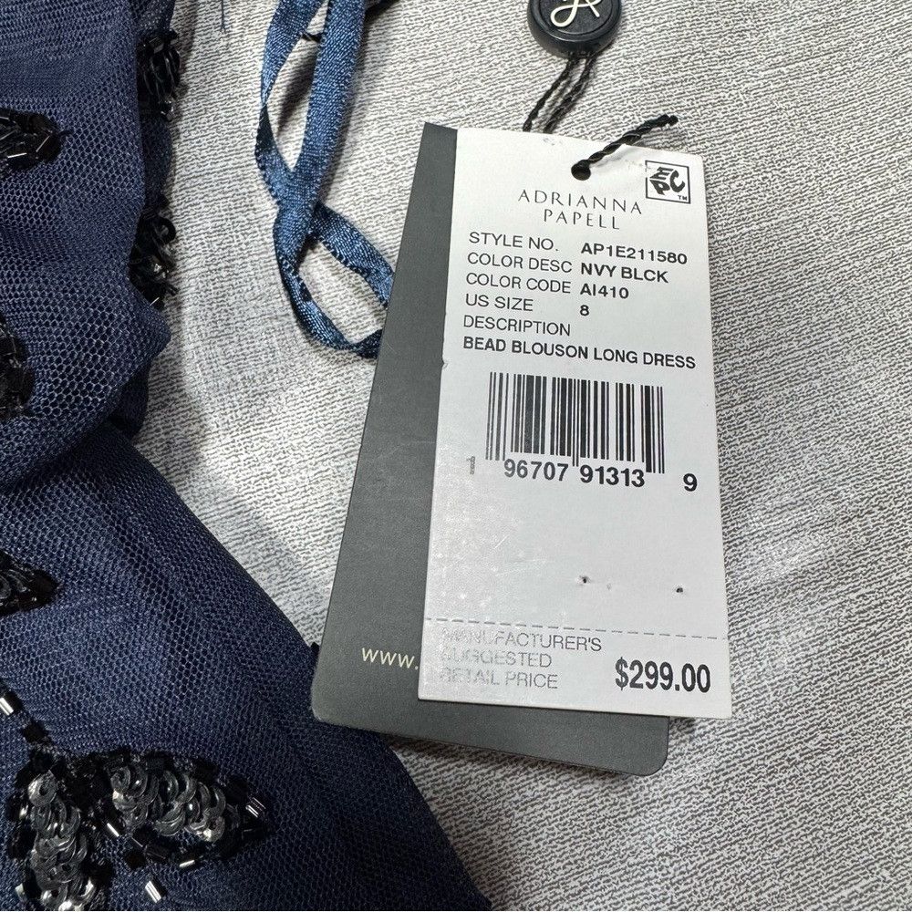 Adrianna Papell NWT New $299 Adrianna Papell Jasmine Beaded Blouson Navy Go Size M / US 6-8 / IT 42-44 - 8 Thumbnail
