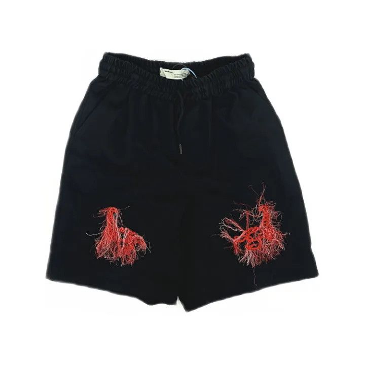 OFF-WHITE Casual Solid Color Drawstring Shorts 0079
