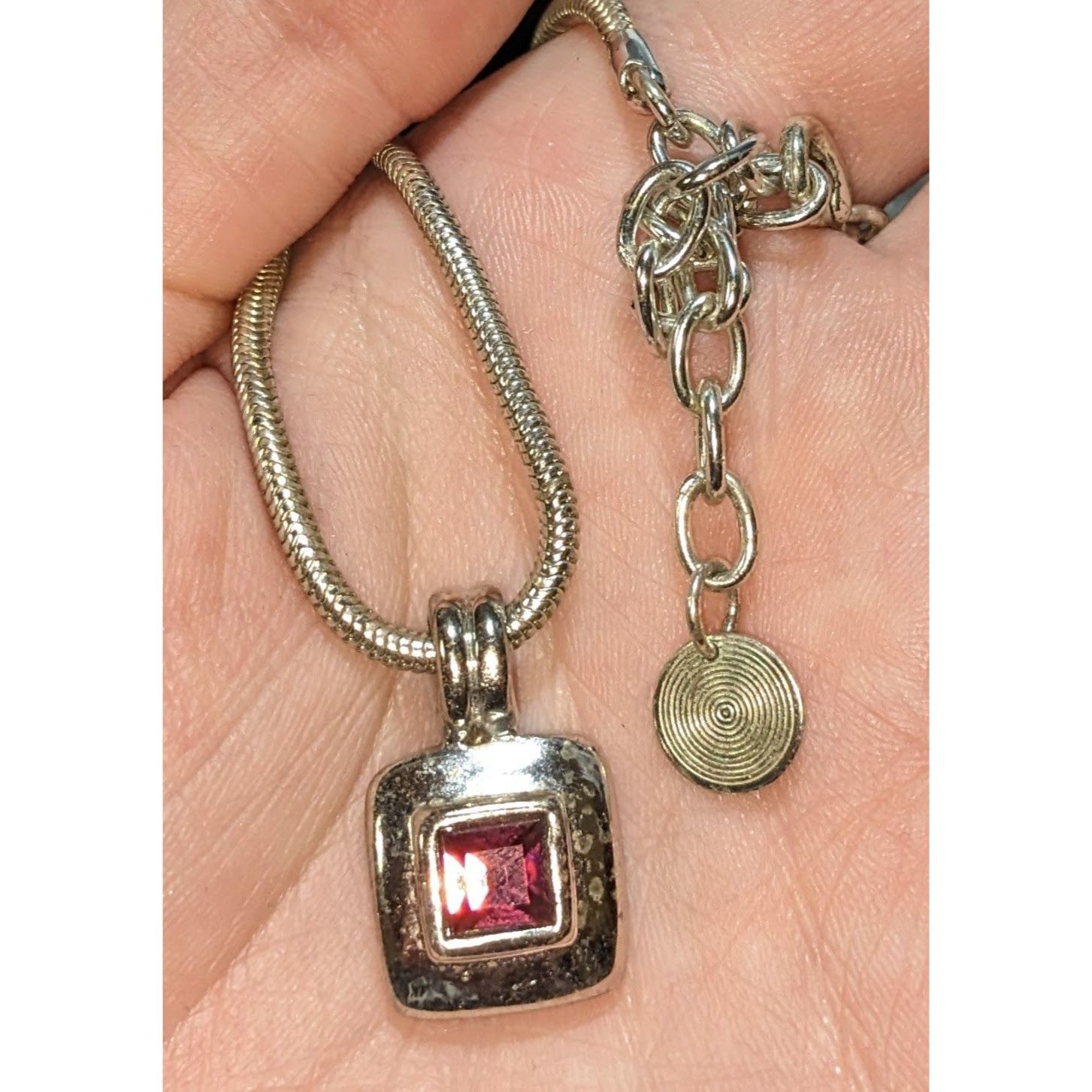 Other Vintage Square Pendant Necklace With Purple Faceted Stone Size ONE SIZE - 3 Thumbnail