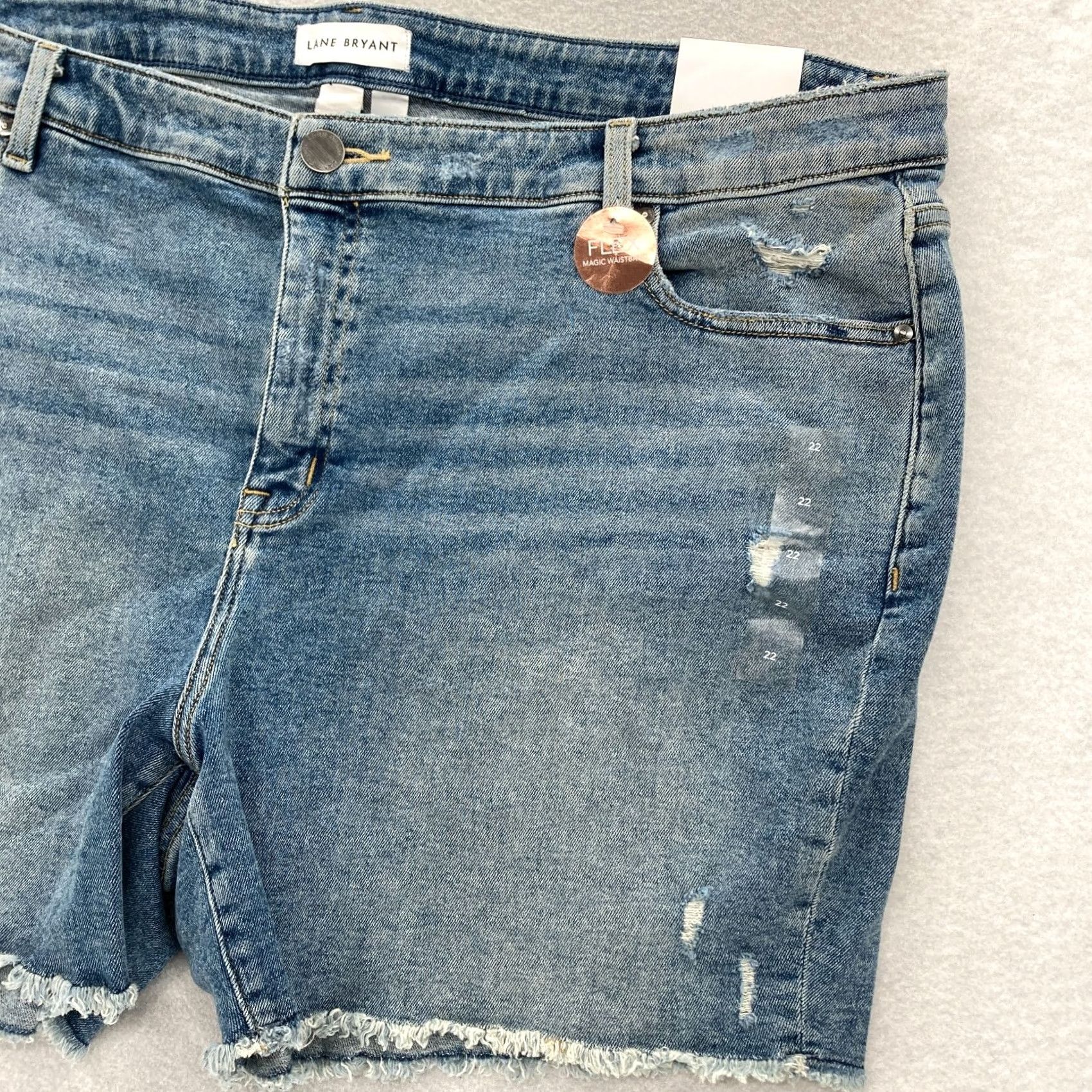 Vintage Lane Bryant Girlfriend Jean Shorts Women's 22 Blue Stretch Denim Magic Waistband Size 40" / US 18 - 3 Thumbnail
