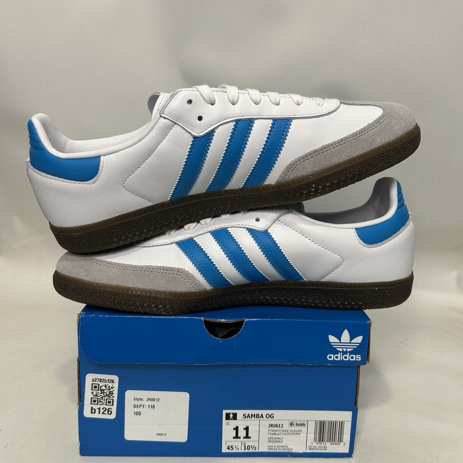 Adidas adidas Samba OG "White Shock Cyan Gum" Size US 11 / EU 44 - 3 Thumbnail