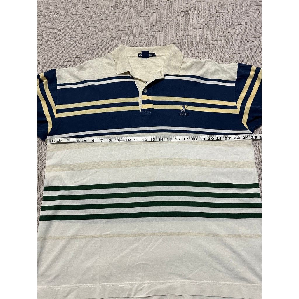 Nautica Vintage Nautica beige and navy striped polo size L Size US L / EU 52-54 / 3 - 6 Thumbnail