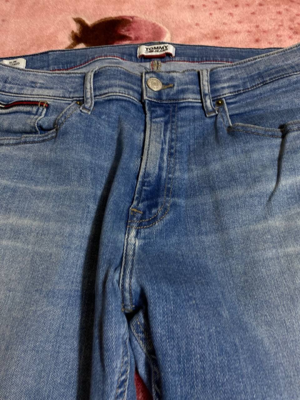 Tommy Hilfiger 2000s vintage rare baggy wide leg faded stonewash jeans Size US 33 - 22 Thumbnail